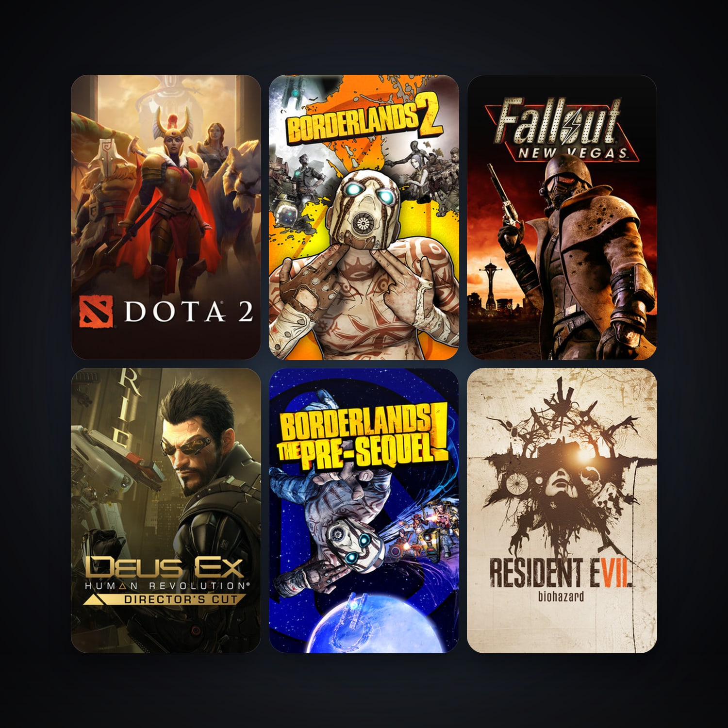 Fallout: New Vegas + Borderlands 2, 58 games, Steam 10, clean — HabibiAccounts
