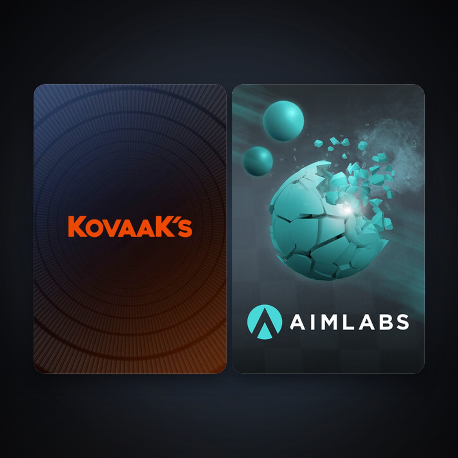 Aimlabs + KovaaK's FPS Aim Trainer, 2 games, clean — HabibiAccounts