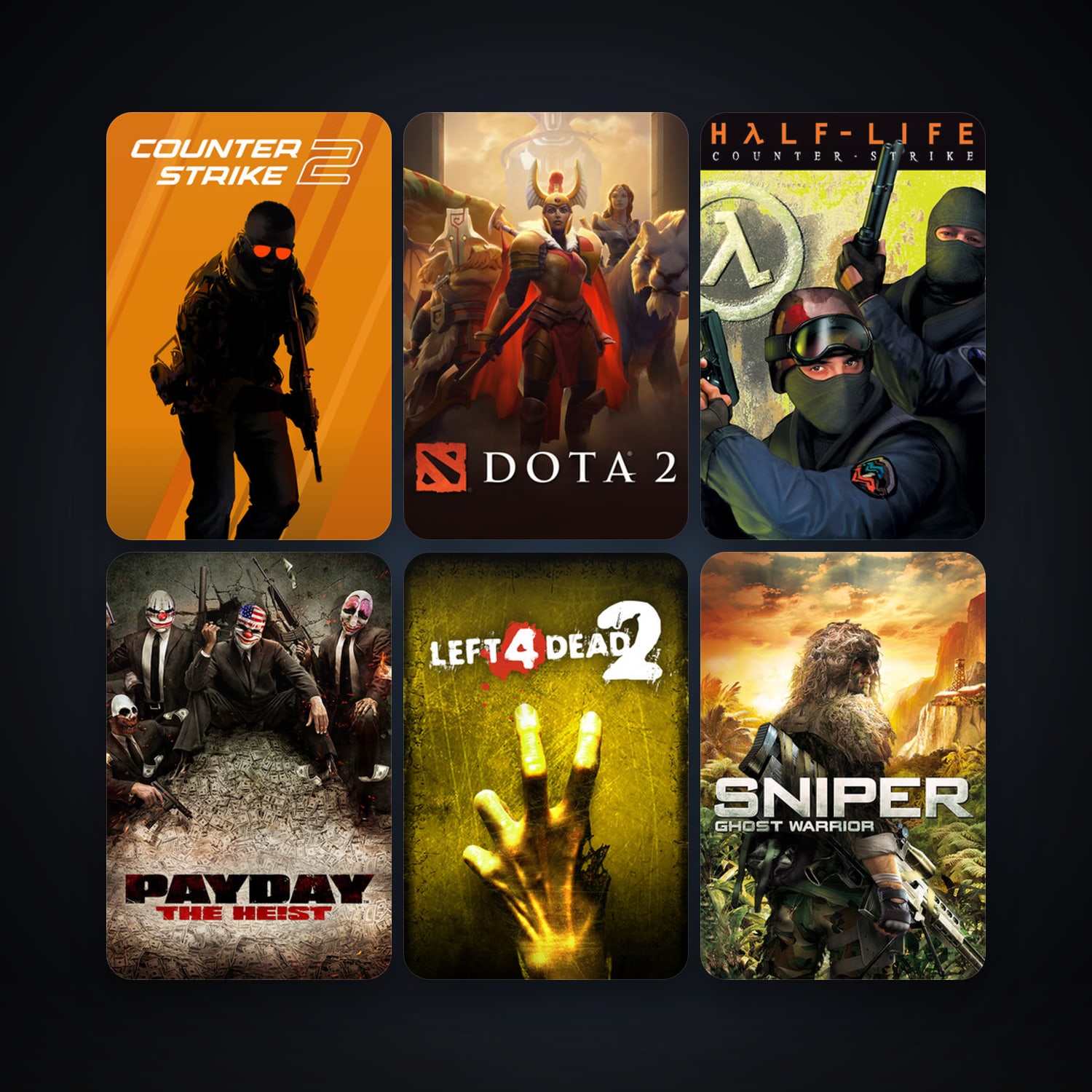 Counter-Strike + Left 4 Dead 2, 15 games, Steam 12, clean — HabibiAccounts
