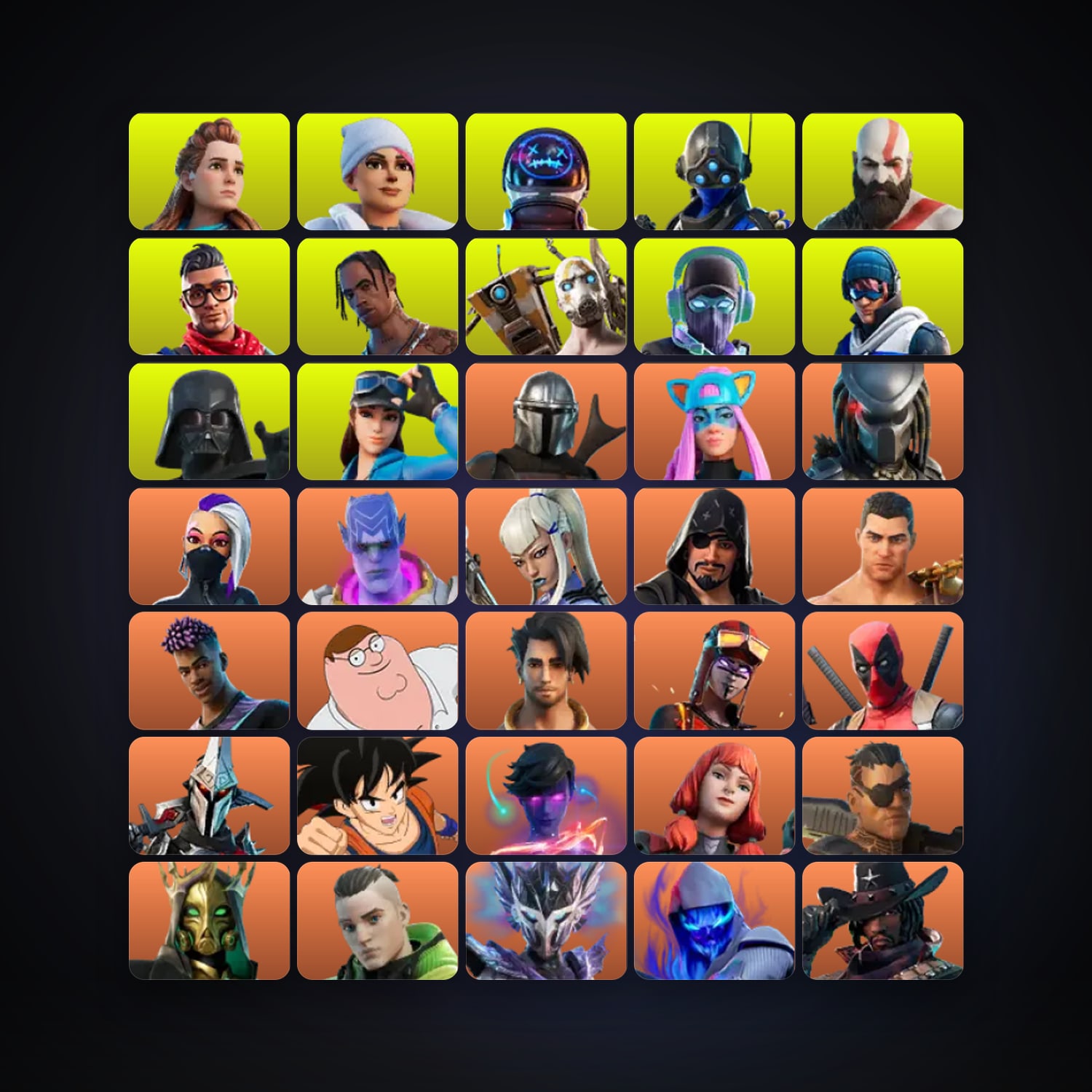 Fortnite locker — 388 skins — 1.1K V-Bucks — lvl 5416 — HabibiAccounts