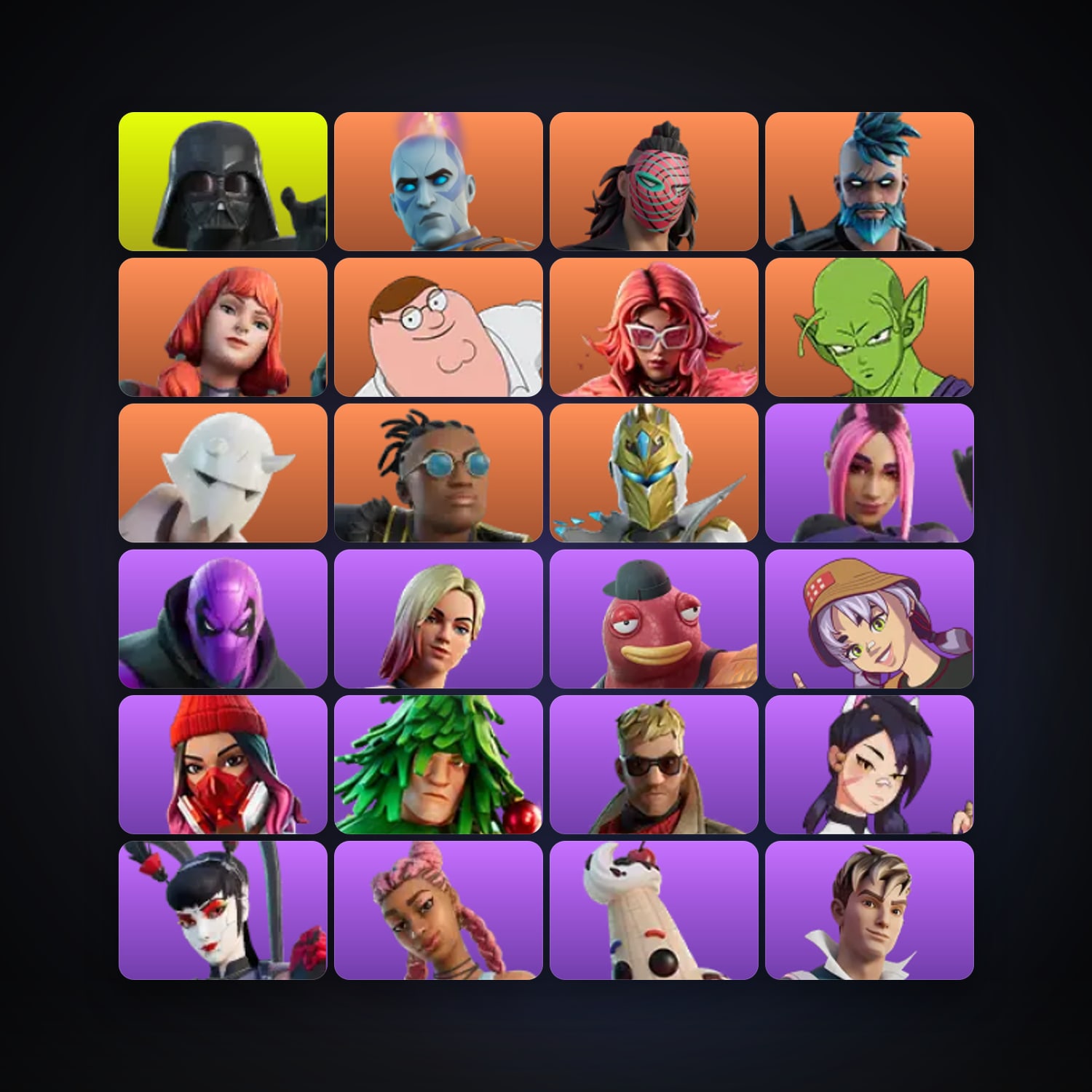 Fortnite locker — 53 skins — 1.1K V-Bucks — lvl 1383 — HabibiAccounts