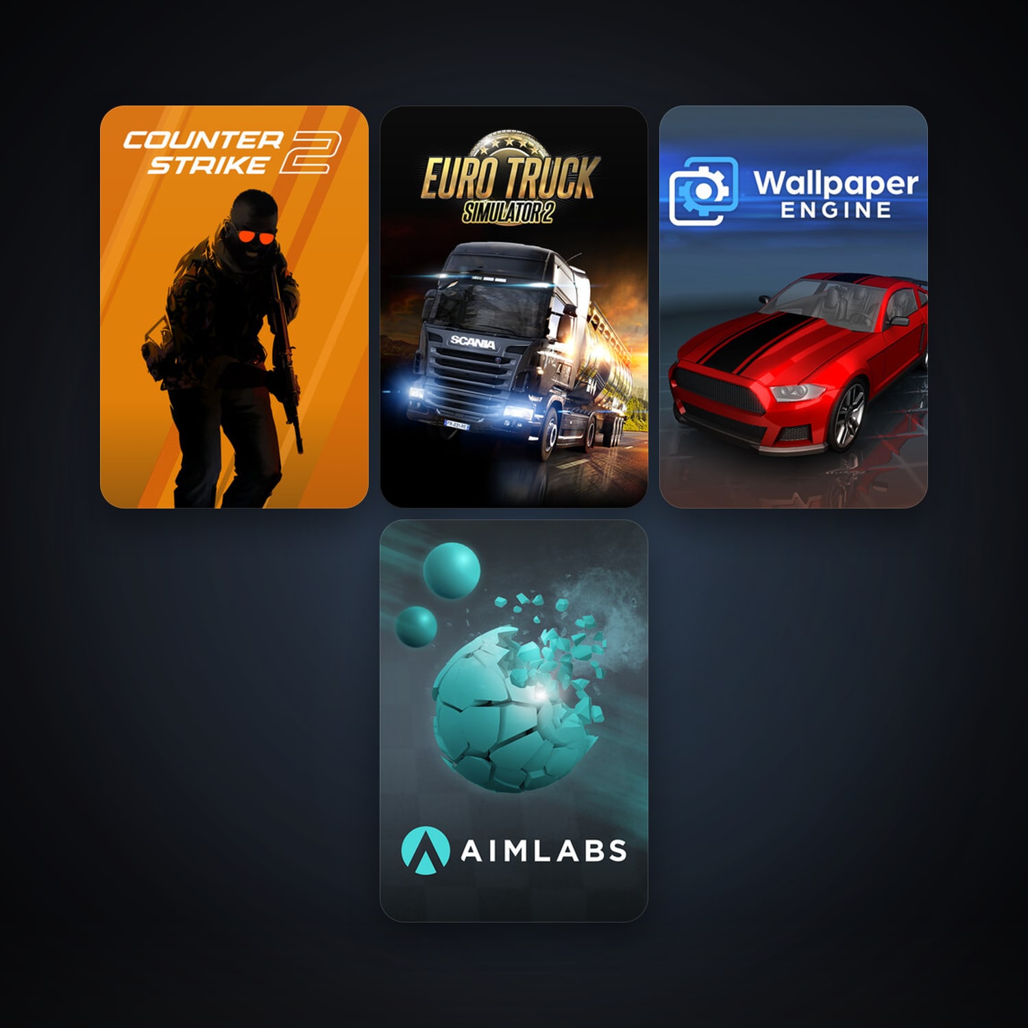 CS2 Prime + Euro Truck Simulator 2, 4 games, clean — HabibiAccounts