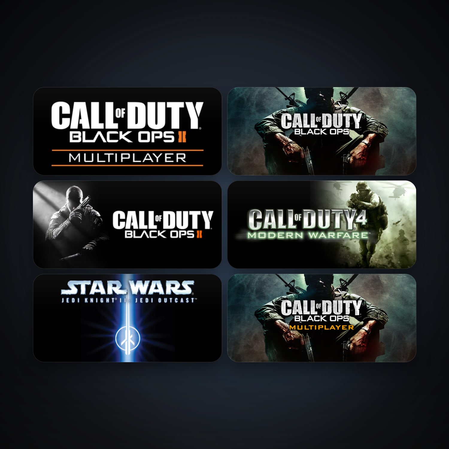 STAR WARS Jedi Knight II - Jedi Outcast + Call of Duty 4: Modern Warfare, 7 games, clean — HabibiAccounts