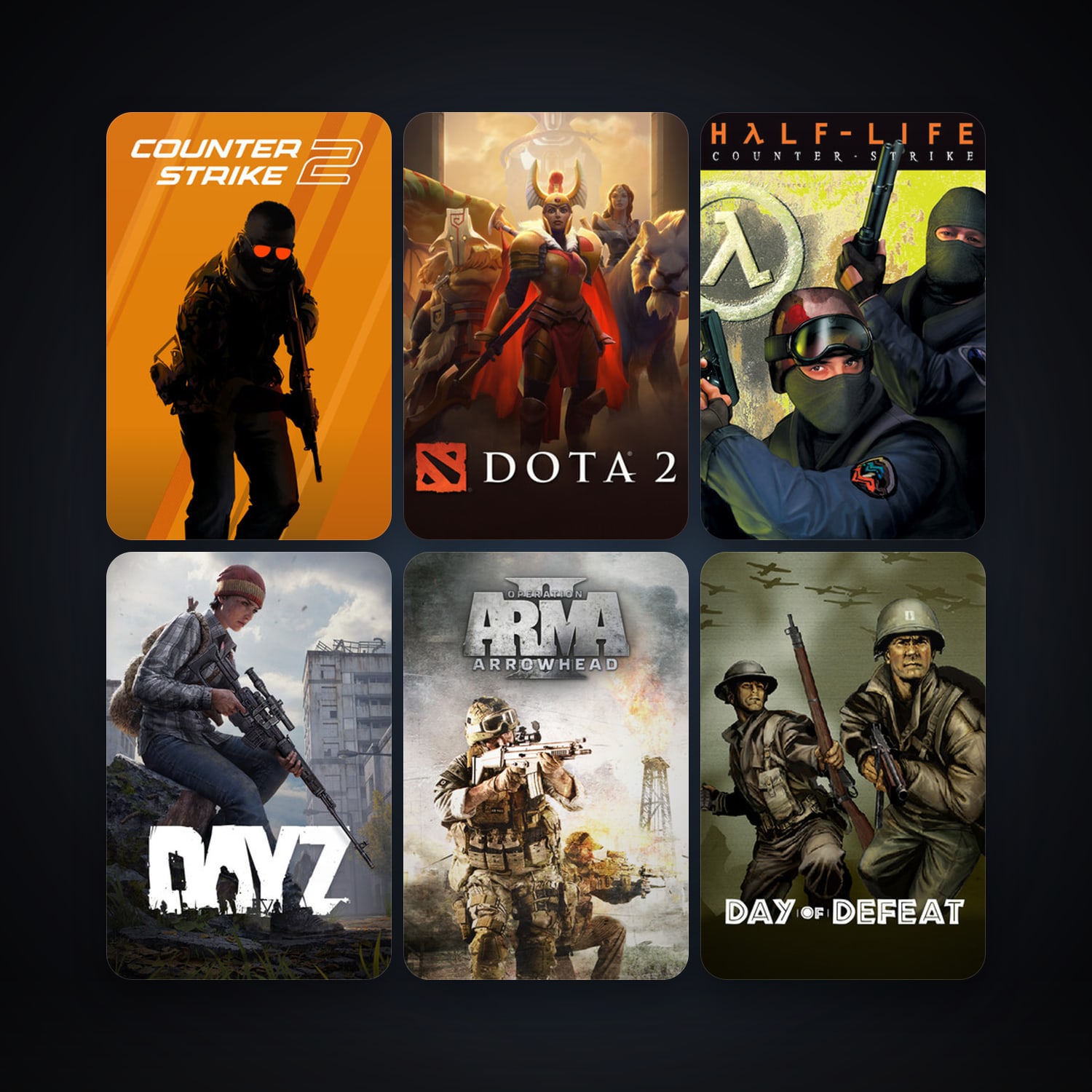 Counter-Strike + Day of Defeat, 14 games, Steam 10, clean — HabibiAccounts