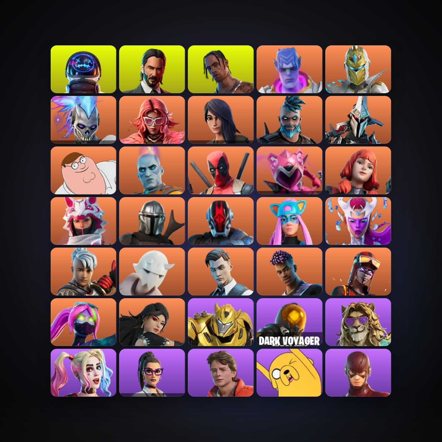 Fortnite locker — 217 skins — 300 V-Bucks — lvl 1927 — HabibiAccounts