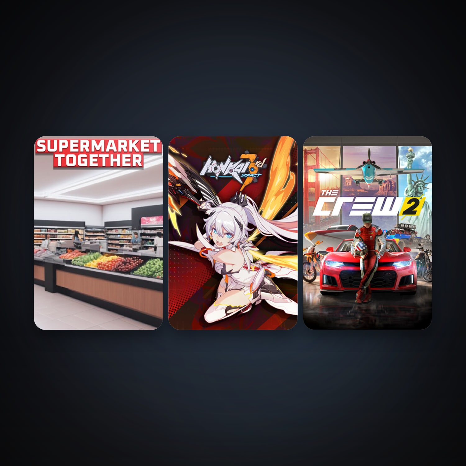 The Crew 2 + Honkai Impact 3rd, 7 games, clean — HabibiAccounts