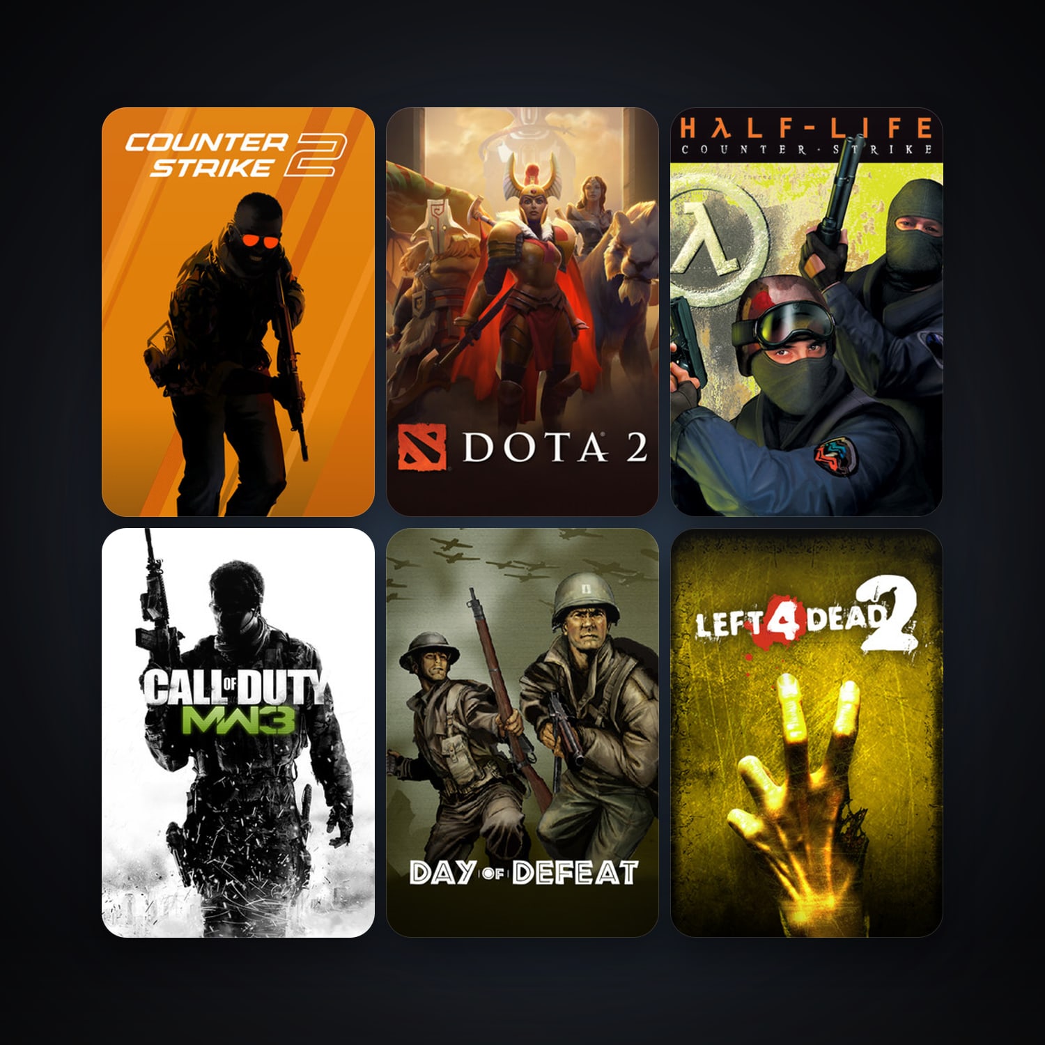 Counter-Strike + Day of Defeat, 11 games, Steam 10, clean — HabibiAccounts