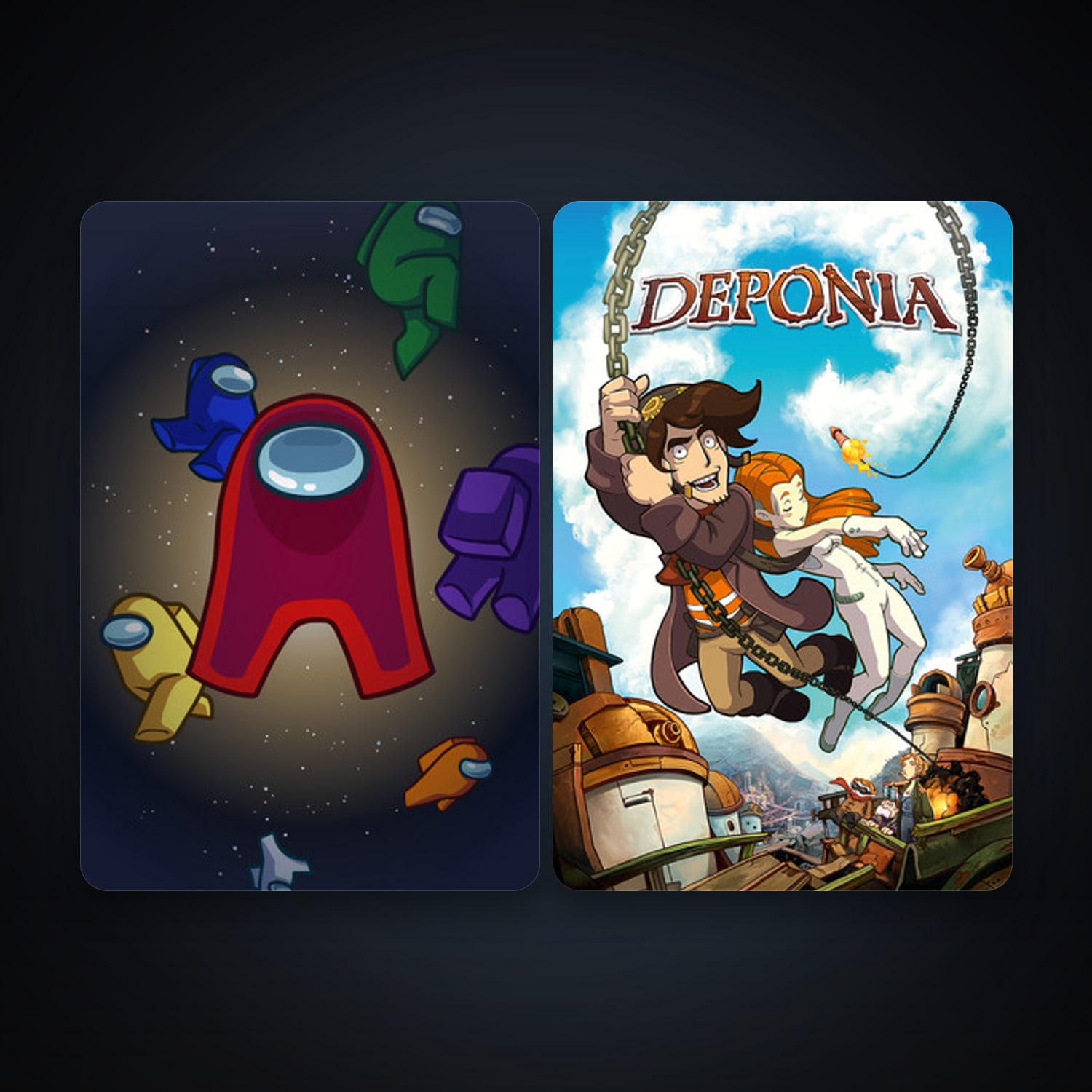 Deponia + Among Us, 4 games, clean — HabibiAccounts