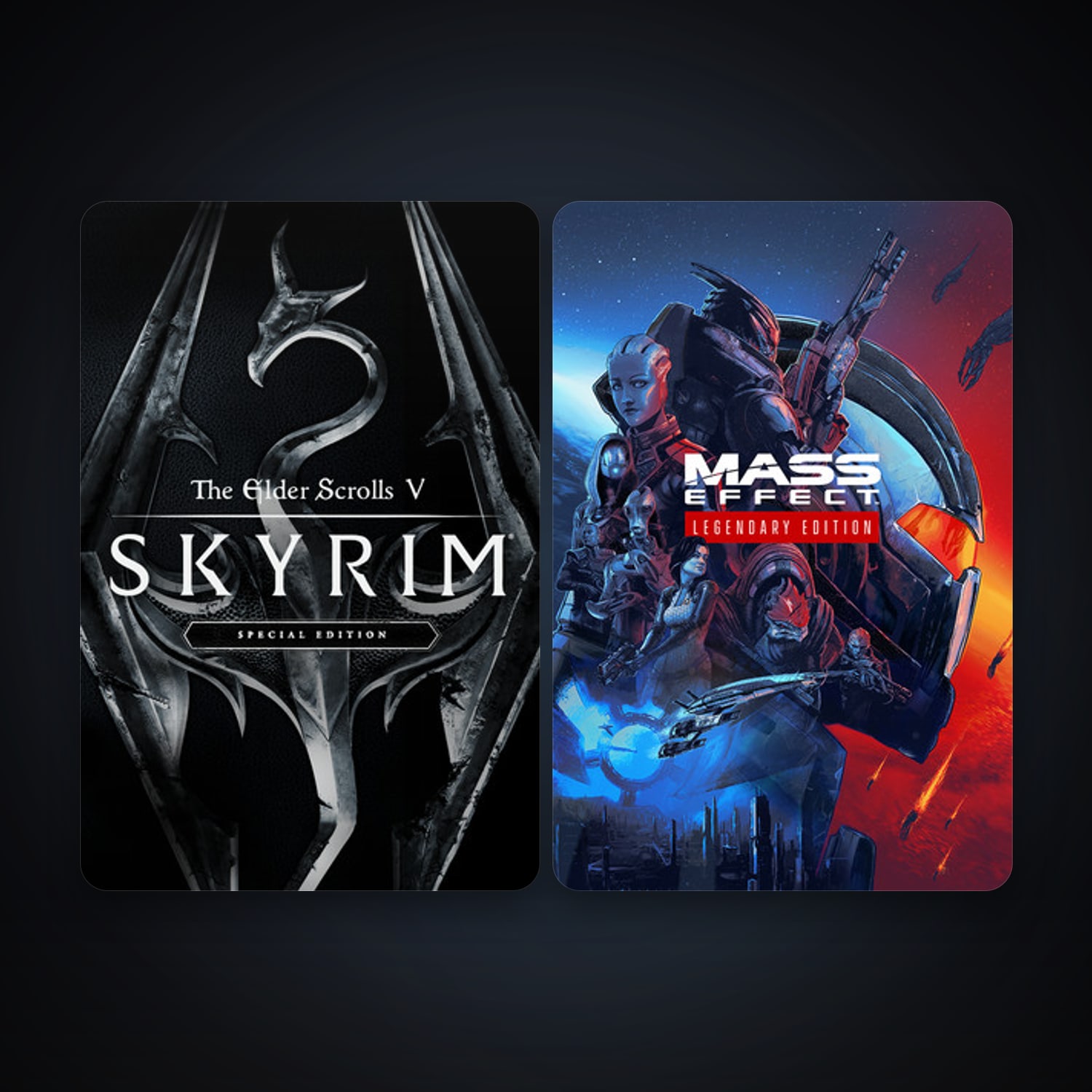 The Elder Scrolls V: Skyrim Special Edition + Mass Effect Legendary Edition, 3 games, clean — HabibiAccounts