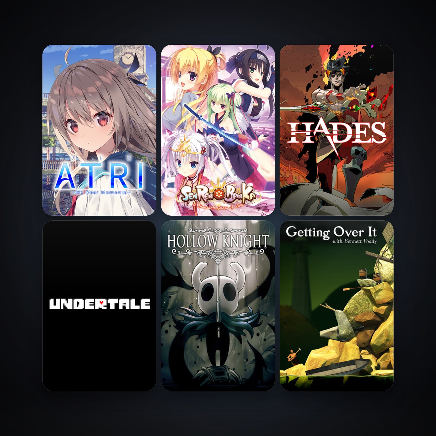 Getting Over It with Bennett Foddy + Hollow Knight, 12 games, clean — HabibiAccounts