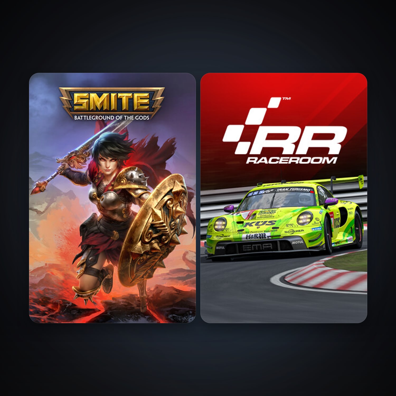 RaceRoom Racing Experience + SMITE, 10 games, clean — HabibiAccounts