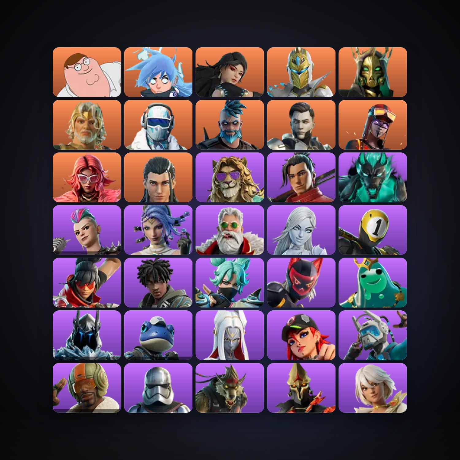 Fortnite locker — 207 skins — 1.9K V-Bucks — lvl 1769 — HabibiAccounts