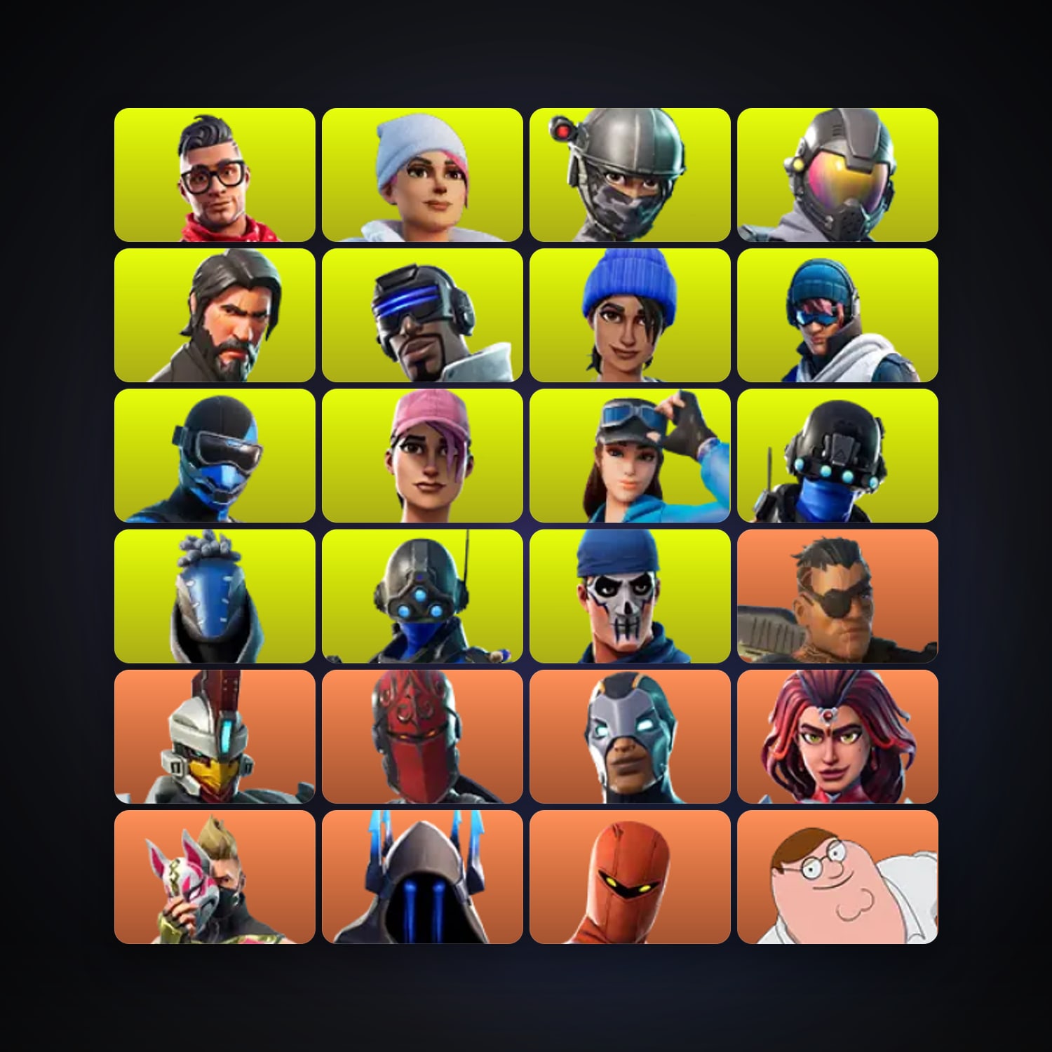 هالحساب فورتنايت، اللوكر مليان 185 سكن، 250 فيبوكس، لفل 2872، 449 فوز — HabibiAccounts