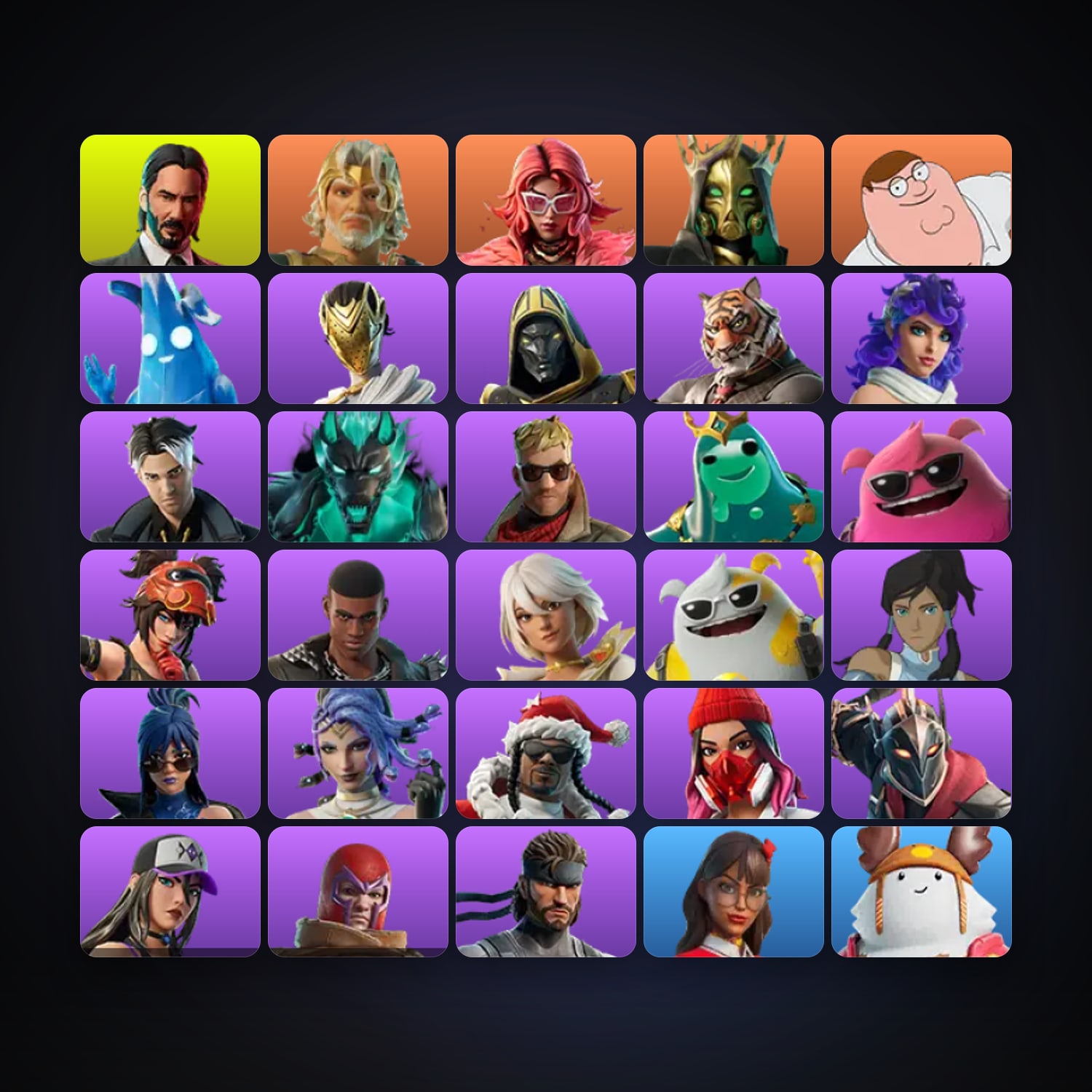 Fortnite locker — 34 skins — 650 V-Bucks — lvl 999 — HabibiAccounts