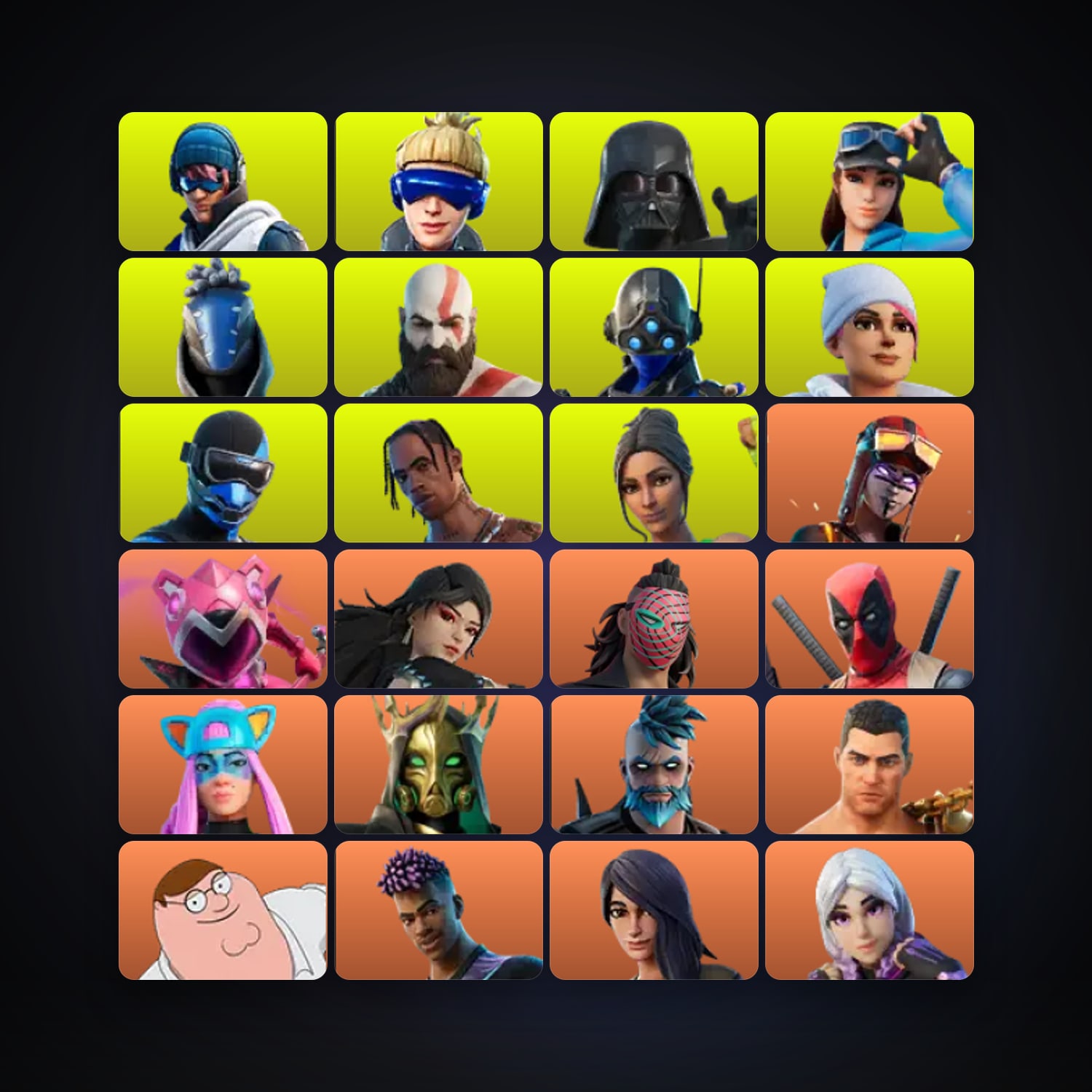 Fortnite locker — 308 skins — 500 V-Bucks — lvl 3168 — HabibiAccounts