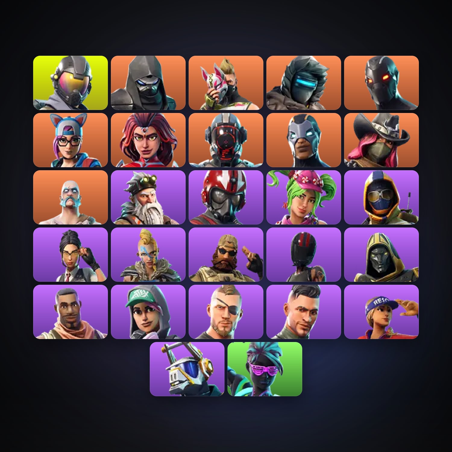 Fortnite locker — 27 skins — 150 V-Bucks — lvl 296 — HabibiAccounts