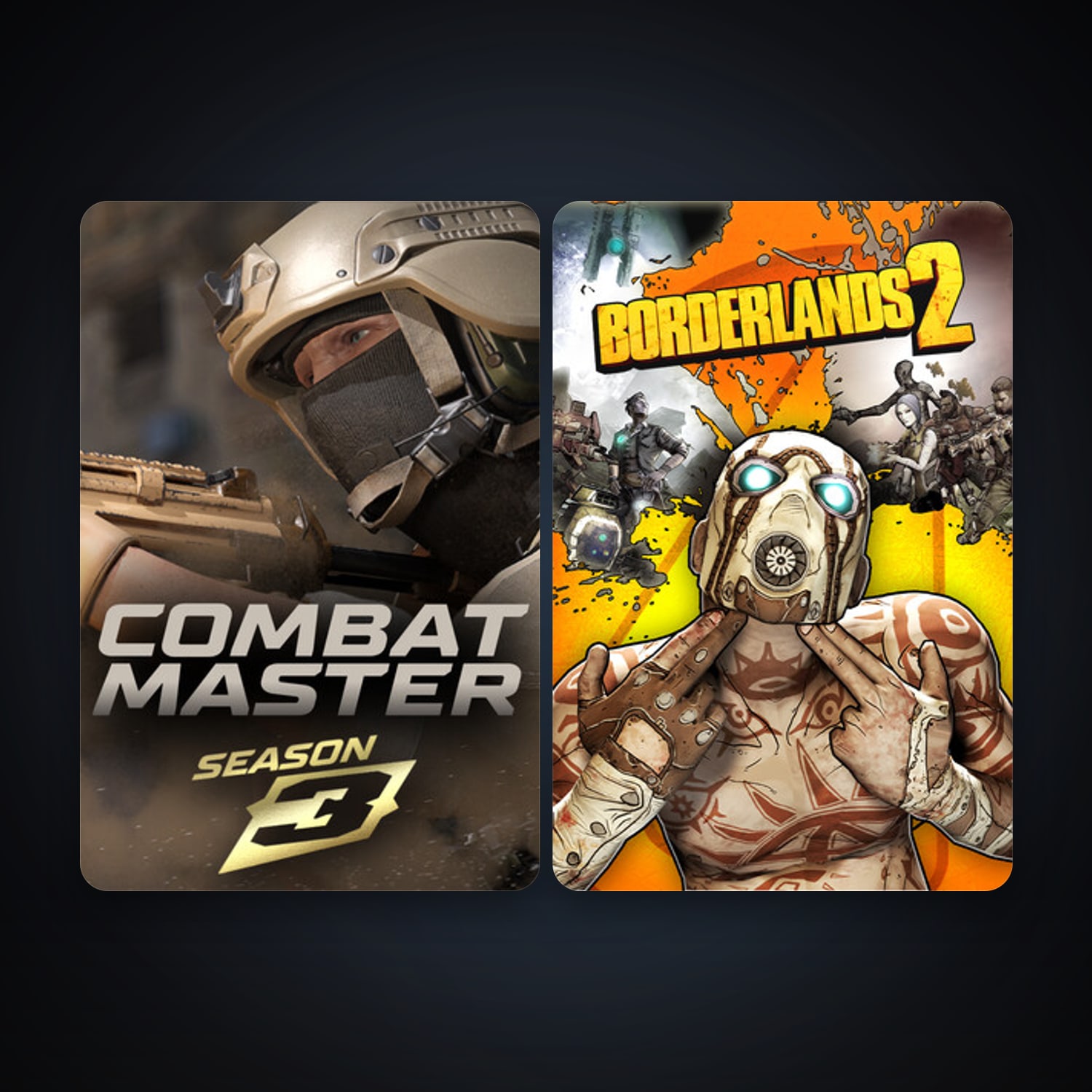 Borderlands 2 + Combat Master: Season 1, 4 games, clean — HabibiAccounts