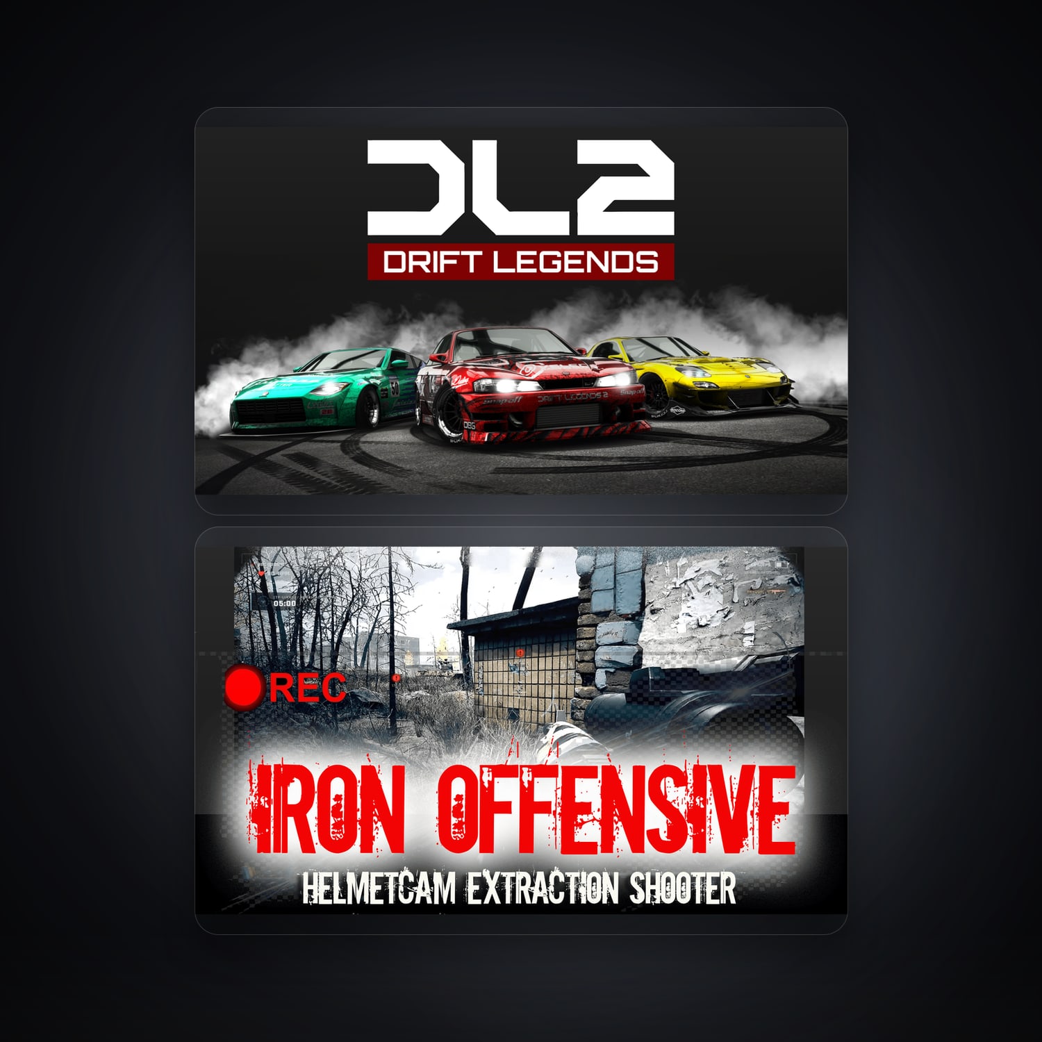 Epic Drift Legends 2 + Iron Offensive: Helmet Cam Extraction Shooter — BD — HabibiAccounts