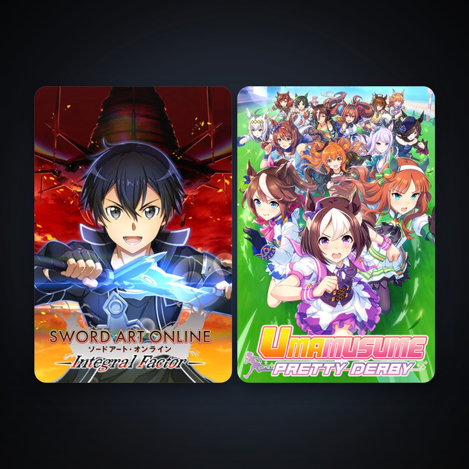 Sword Art Online: Integral Factor + Umamusume: Pretty Derby, 7 games, clean — HabibiAccounts