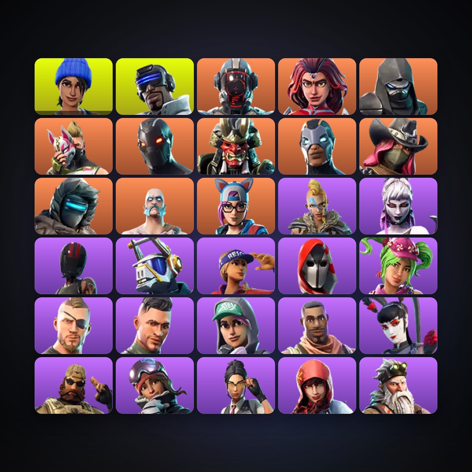 Fortnite locker — 30 skins — 1.1K V-Bucks — lvl 322 — HabibiAccounts