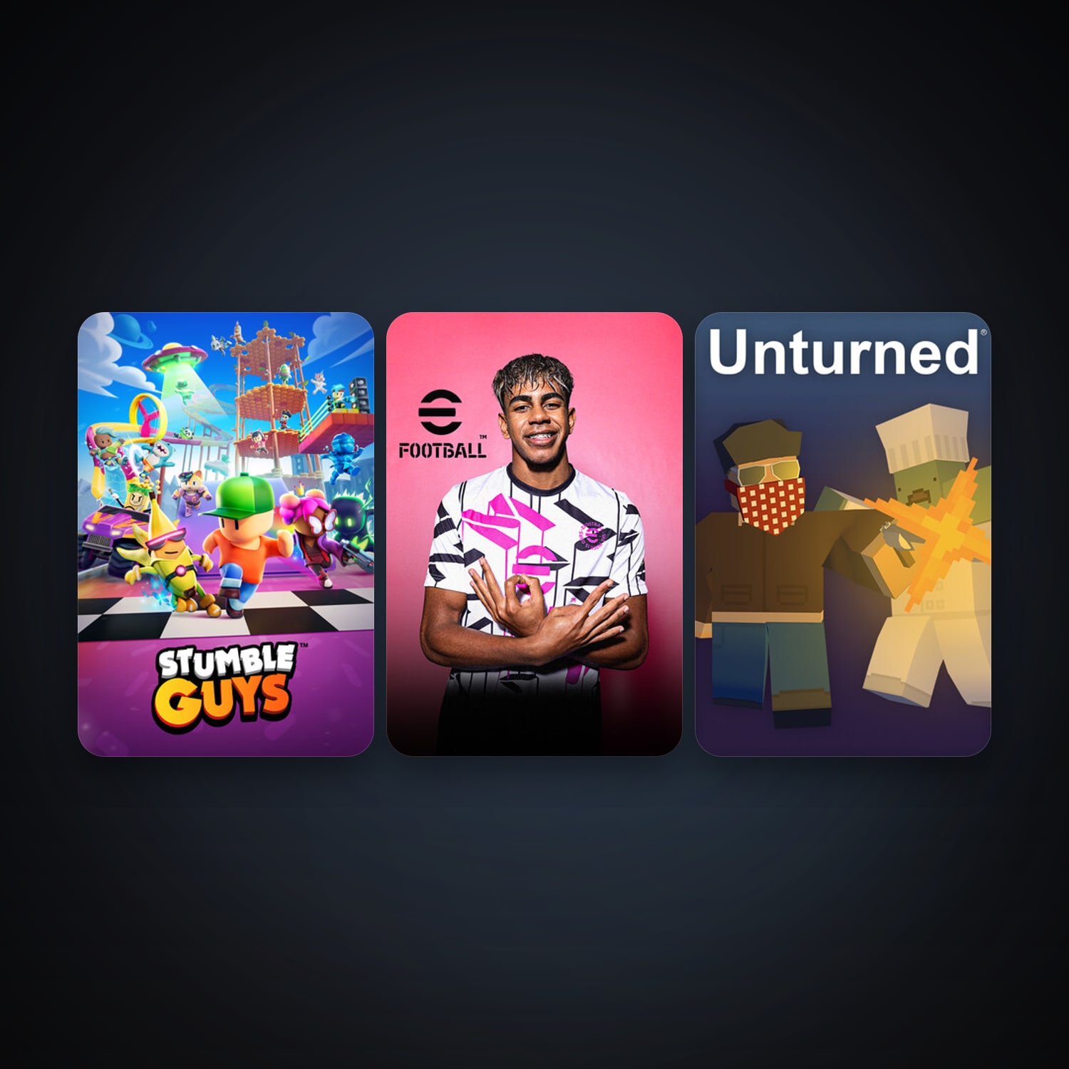 Unturned + eFootball 2024, 5 games, clean — HabibiAccounts