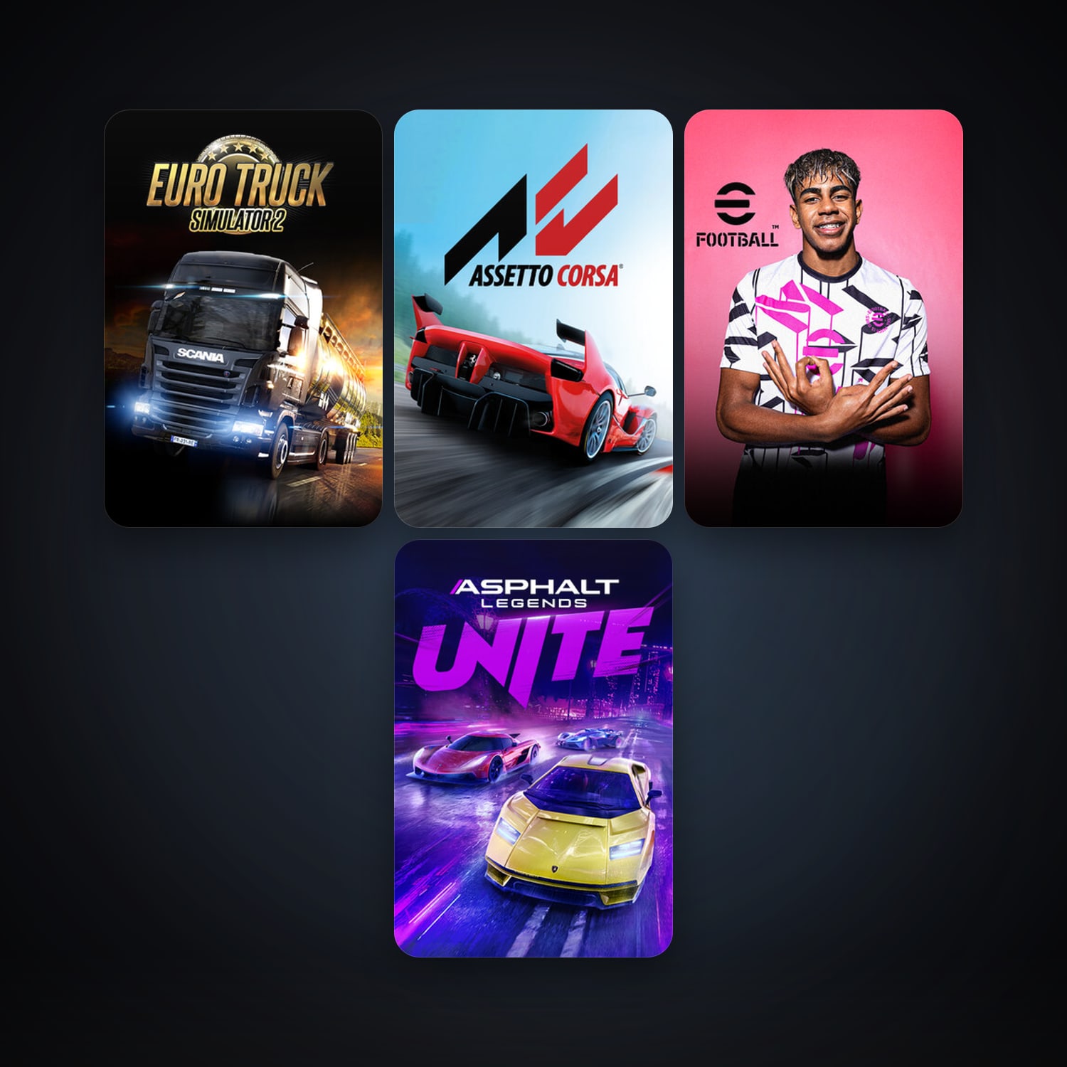 Euro Truck Simulator 2 + Assetto Corsa, 9 games, clean — HabibiAccounts