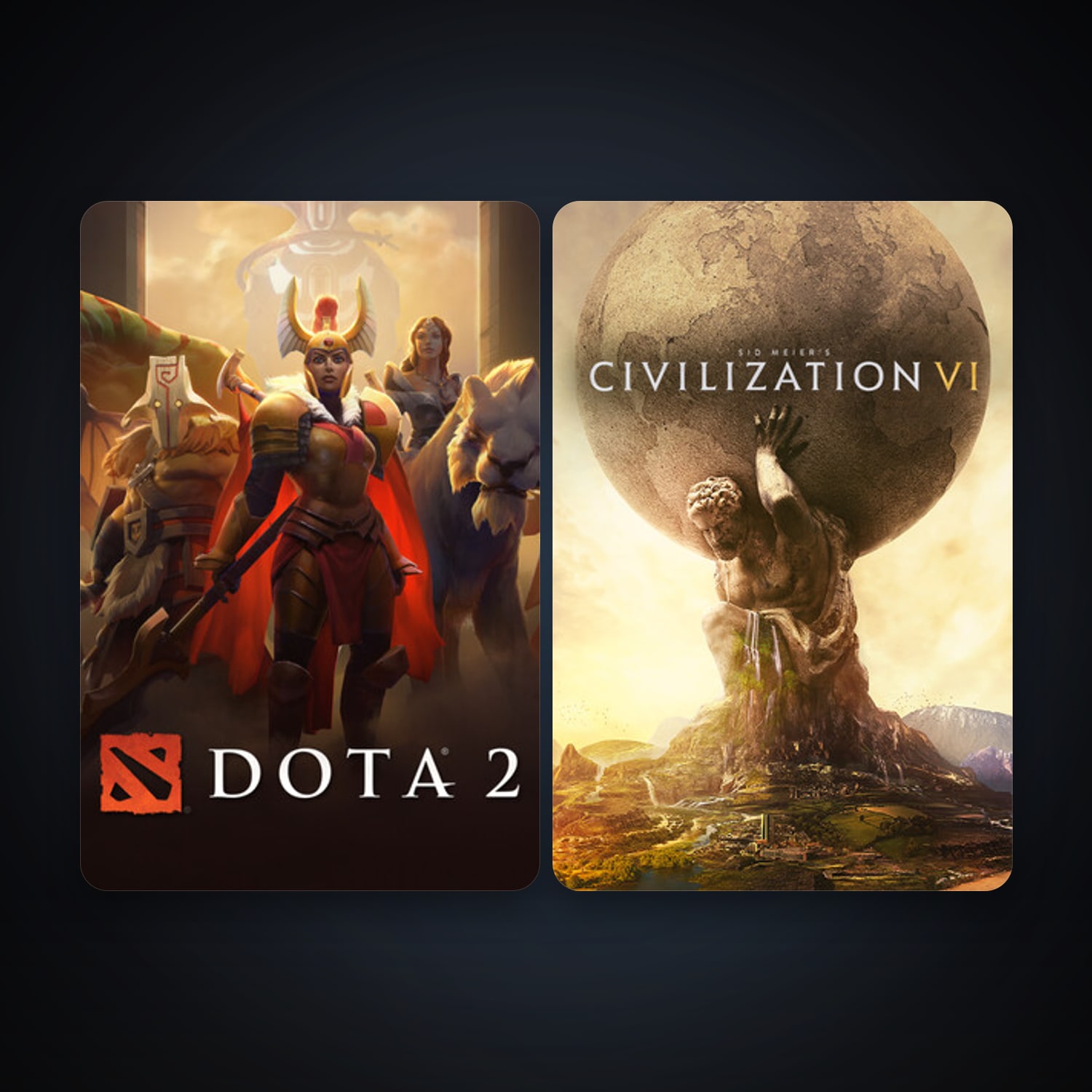Dota 2 + Sid Meier's Civilization VI, 4 games, clean — HabibiAccounts