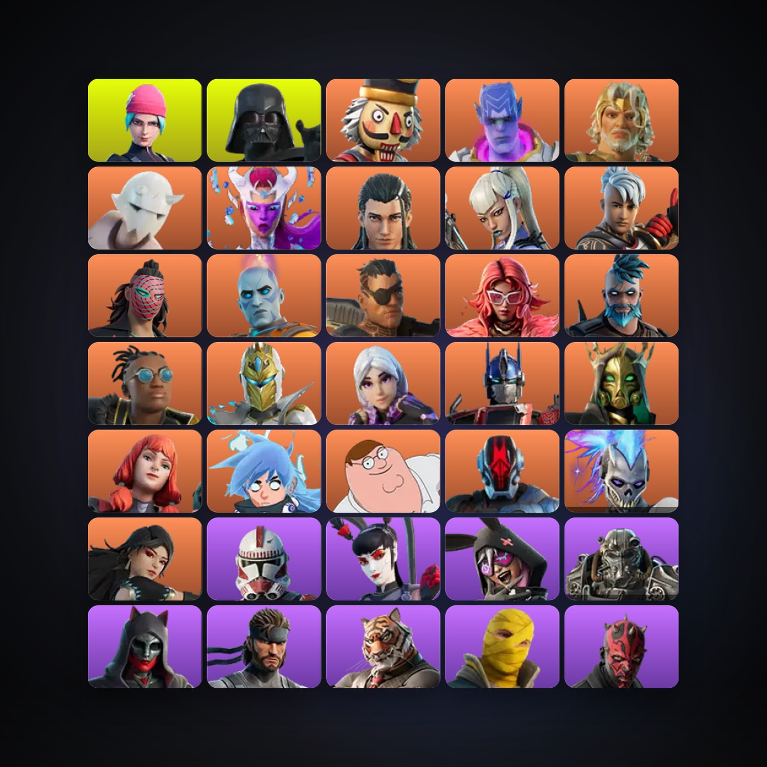 Fortnite locker — 131 skins — 200 V-Bucks — lvl 2037 — HabibiAccounts