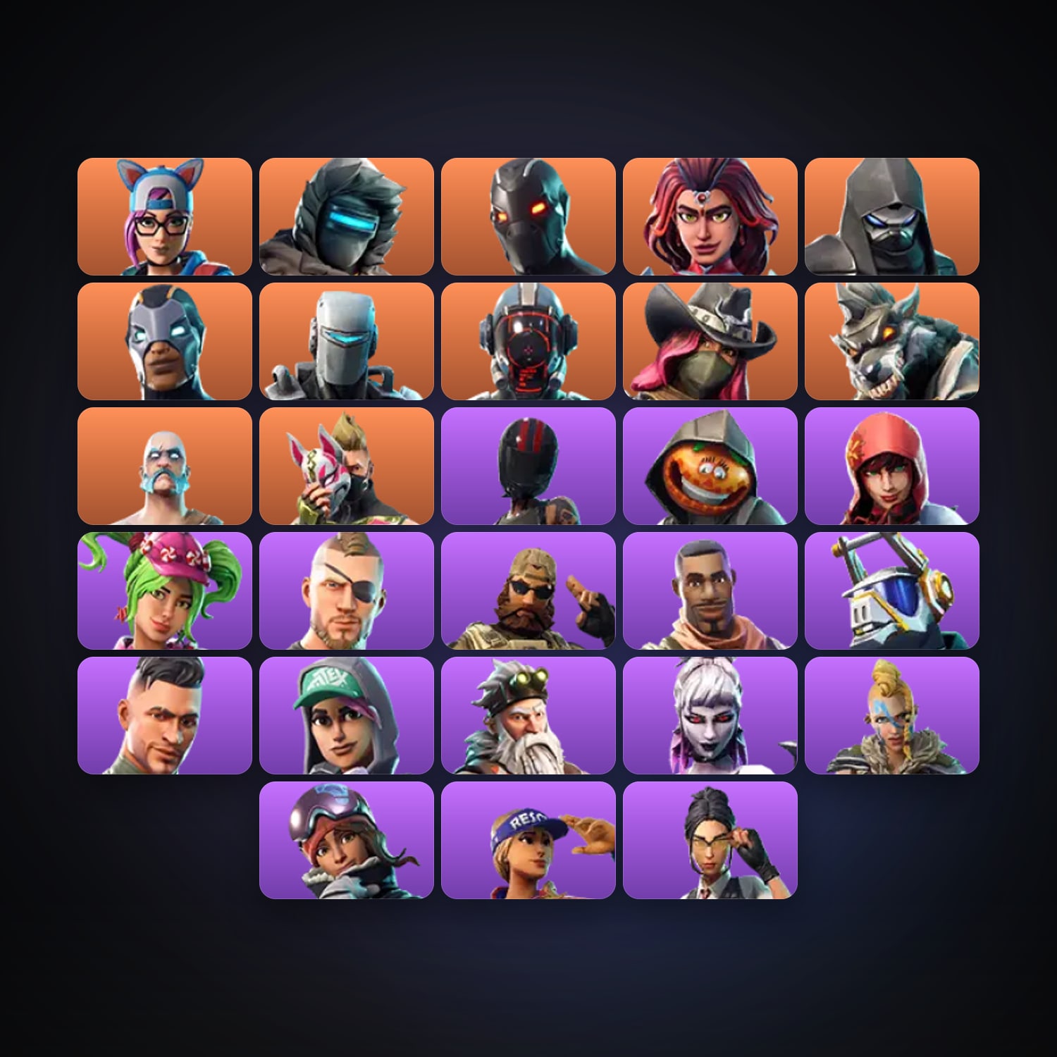 Fortnite locker — 28 skins — 600 V-Bucks — lvl 365 — HabibiAccounts