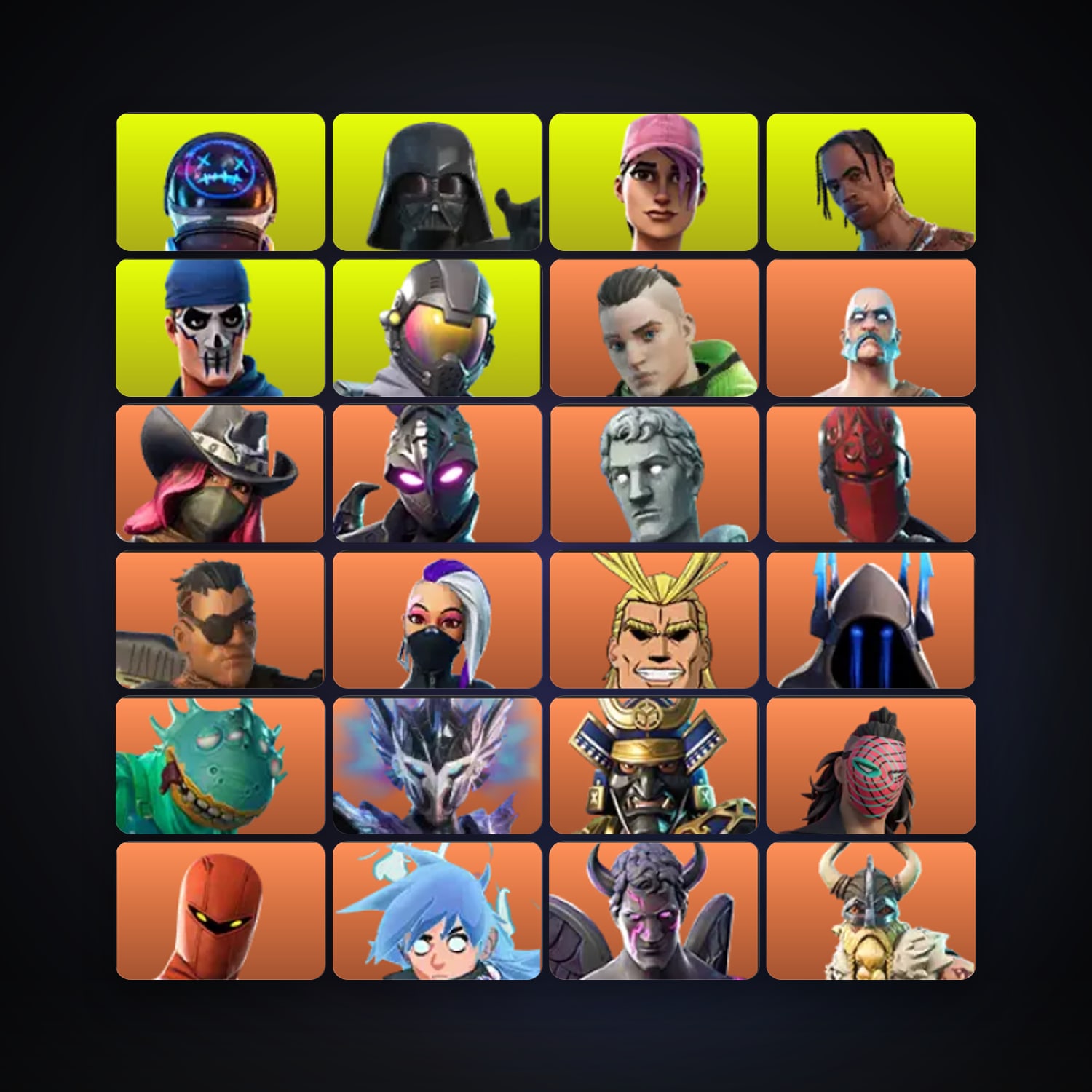 Fortnite locker — 415 skins — 2.1K V-Bucks — lvl 4425 — HabibiAccounts