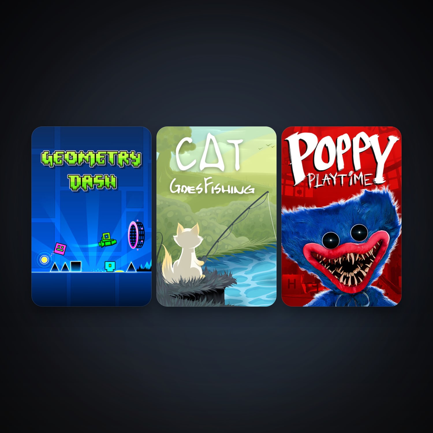 Geometry Dash + Cat Goes Fishing, 8 games, clean — HabibiAccounts