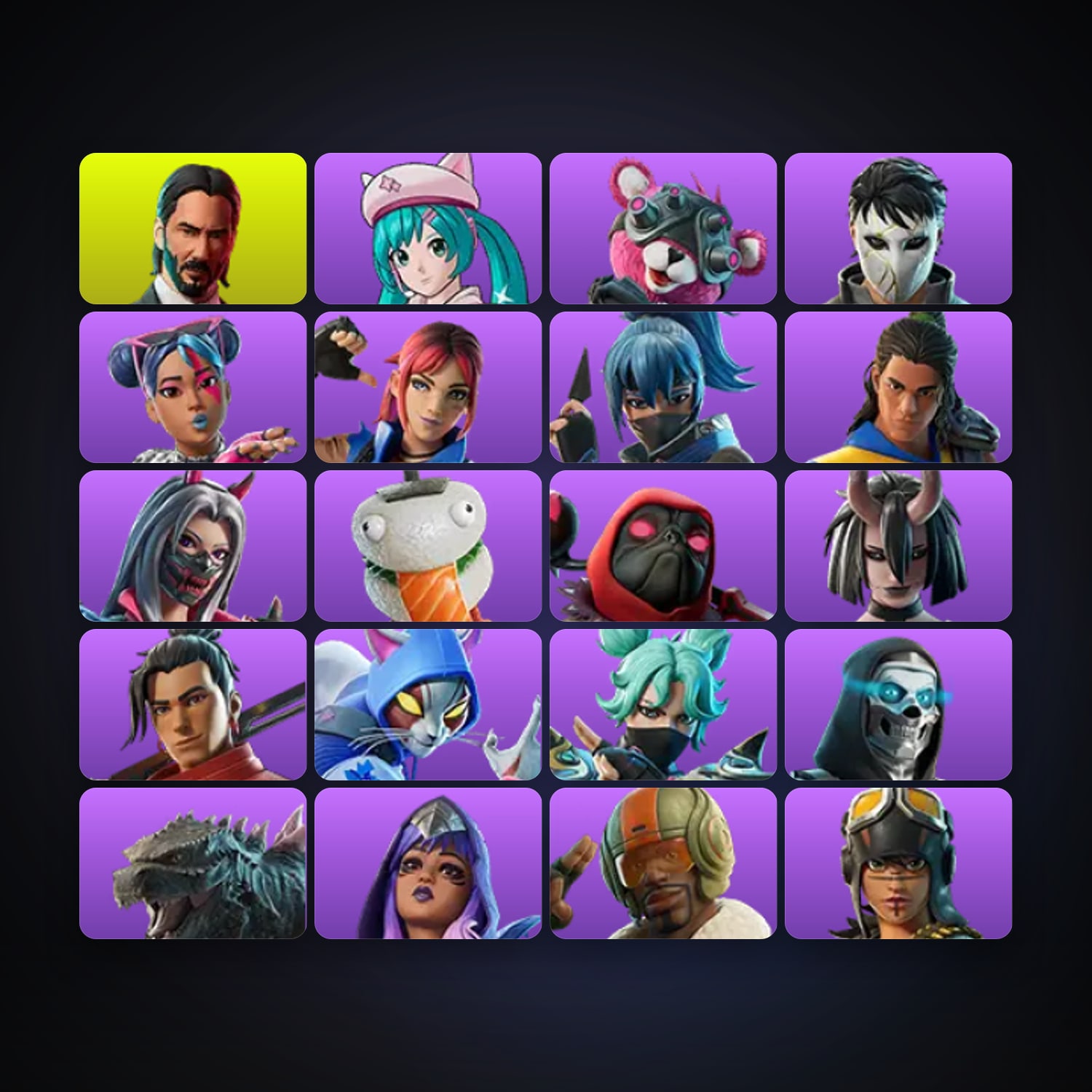 Fortnite locker — 26 skins — 100 V-Bucks — lvl 677 — HabibiAccounts