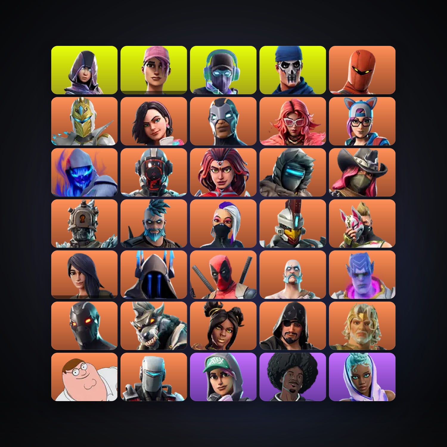 Fortnite locker — 174 skins — 3.4K V-Bucks — lvl 1958 — HabibiAccounts