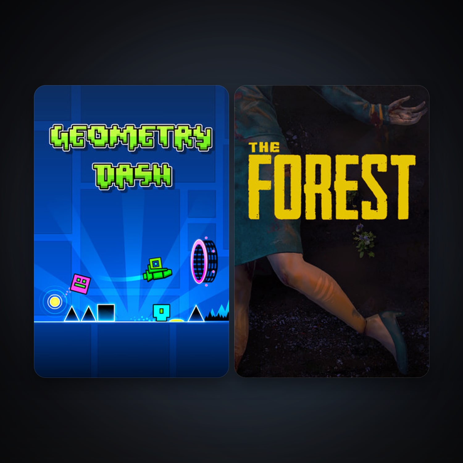 The Forest + Geometry Dash, 6 games, clean — HabibiAccounts