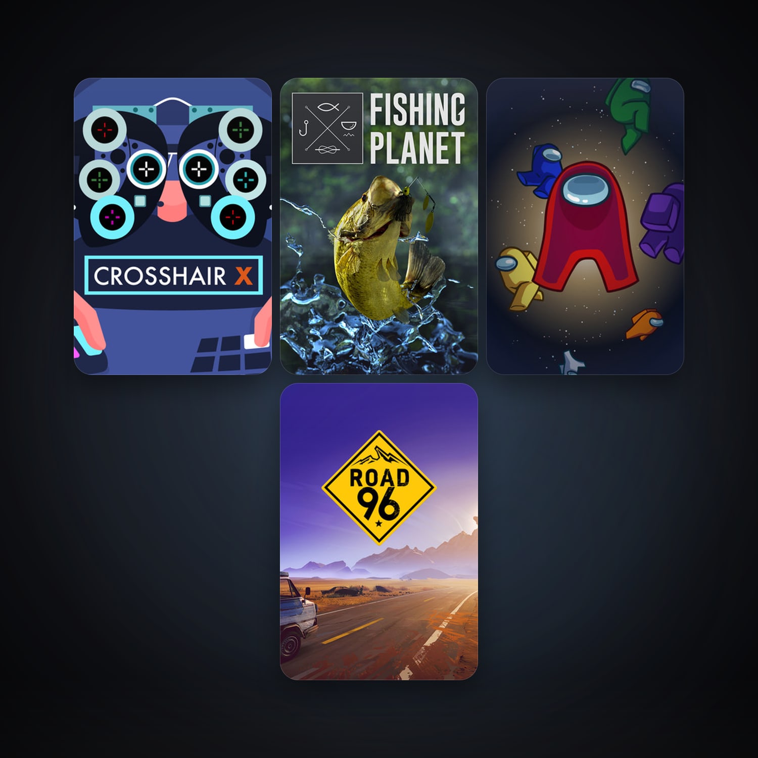 Fishing Planet + Among Us, 4 games, clean — HabibiAccounts