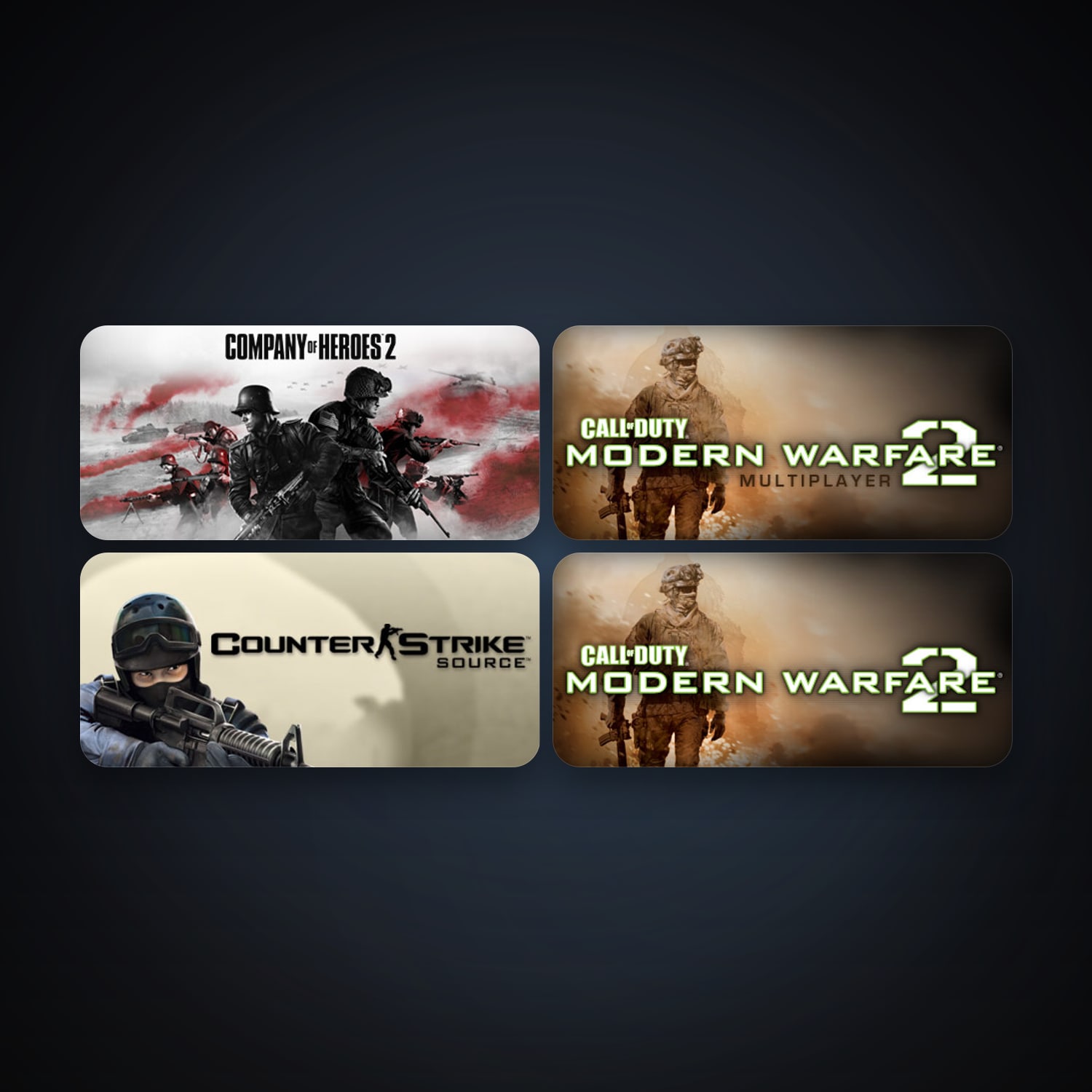 Counter-Strike: Source + Call of Duty: Modern Warfare 2 (2009), 5 games, clean — HabibiAccounts