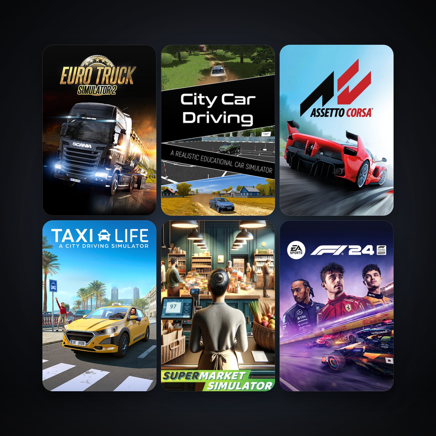 Euro Truck Simulator 2 + Assetto Corsa, 29 games, clean — HabibiAccounts