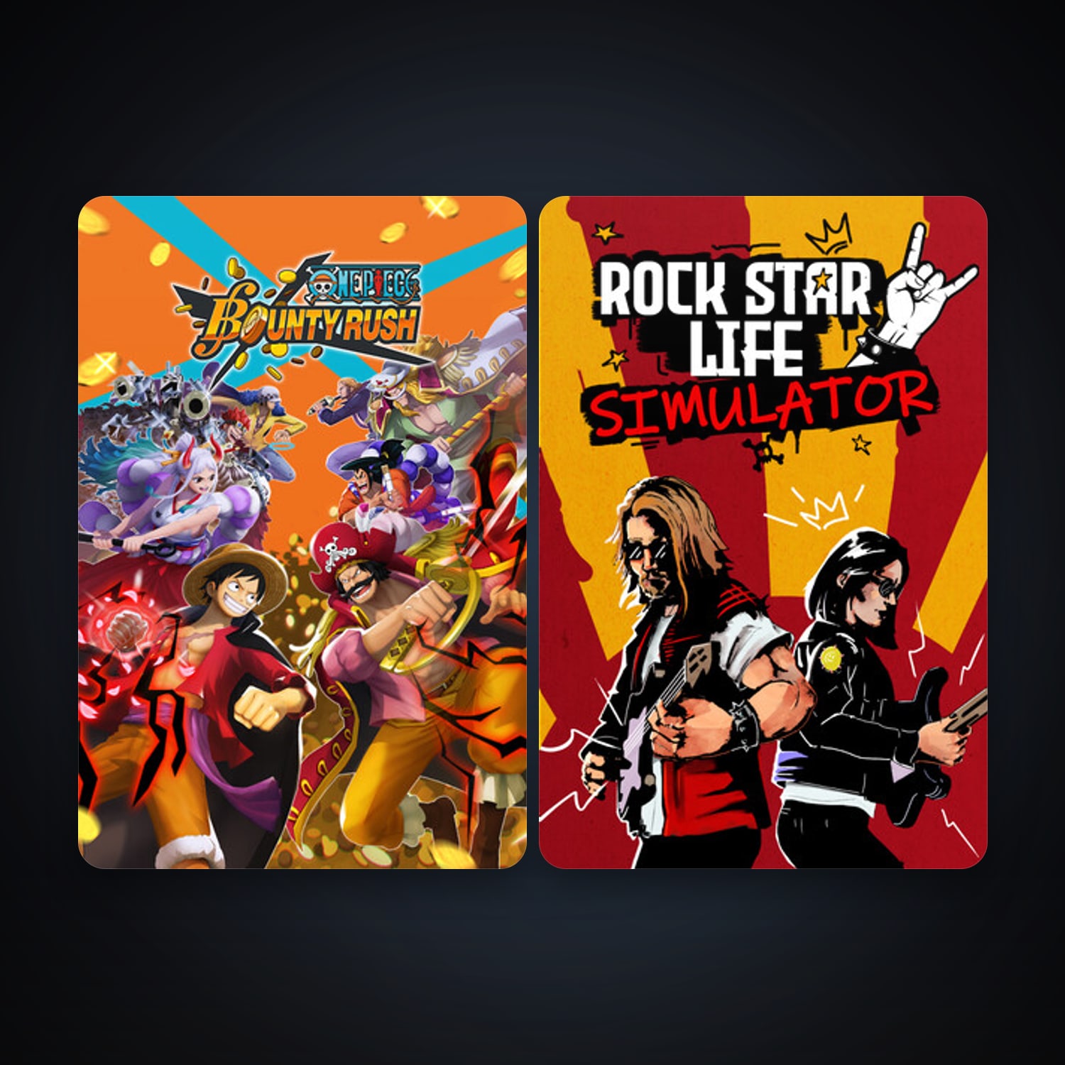 Rock Star Life Simulator + ONE PIECE Bounty Rush, 2 games, clean — HabibiAccounts