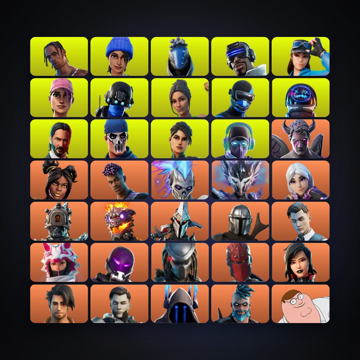 Fortnite locker — 435 skins — 250 V-Bucks — lvl 5068 — HabibiAccounts
