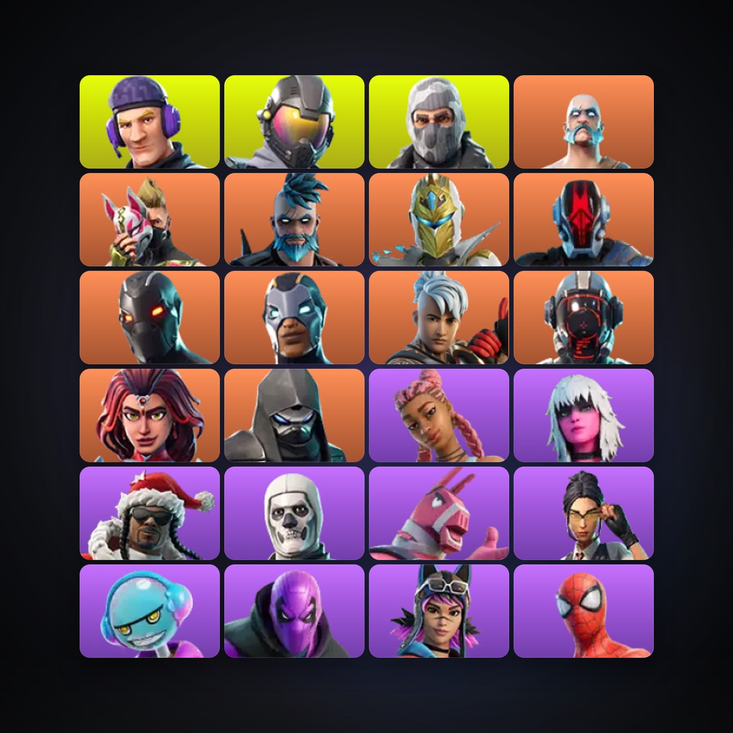 Fortnite locker — 42 skins — 650 V-Bucks — lvl 801 — HabibiAccounts