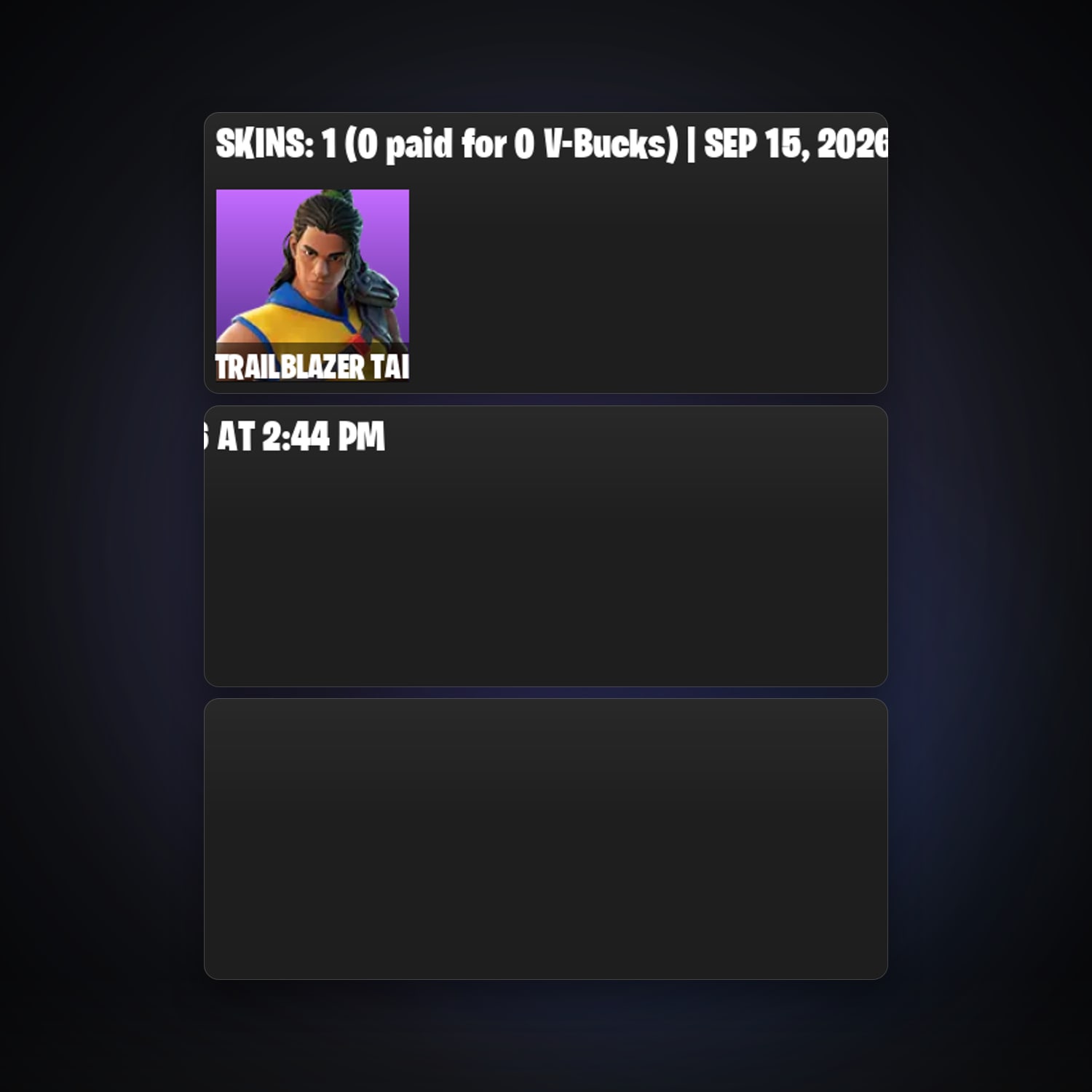 Fortnite locker — 1 skins — lvl 205 — HabibiAccounts