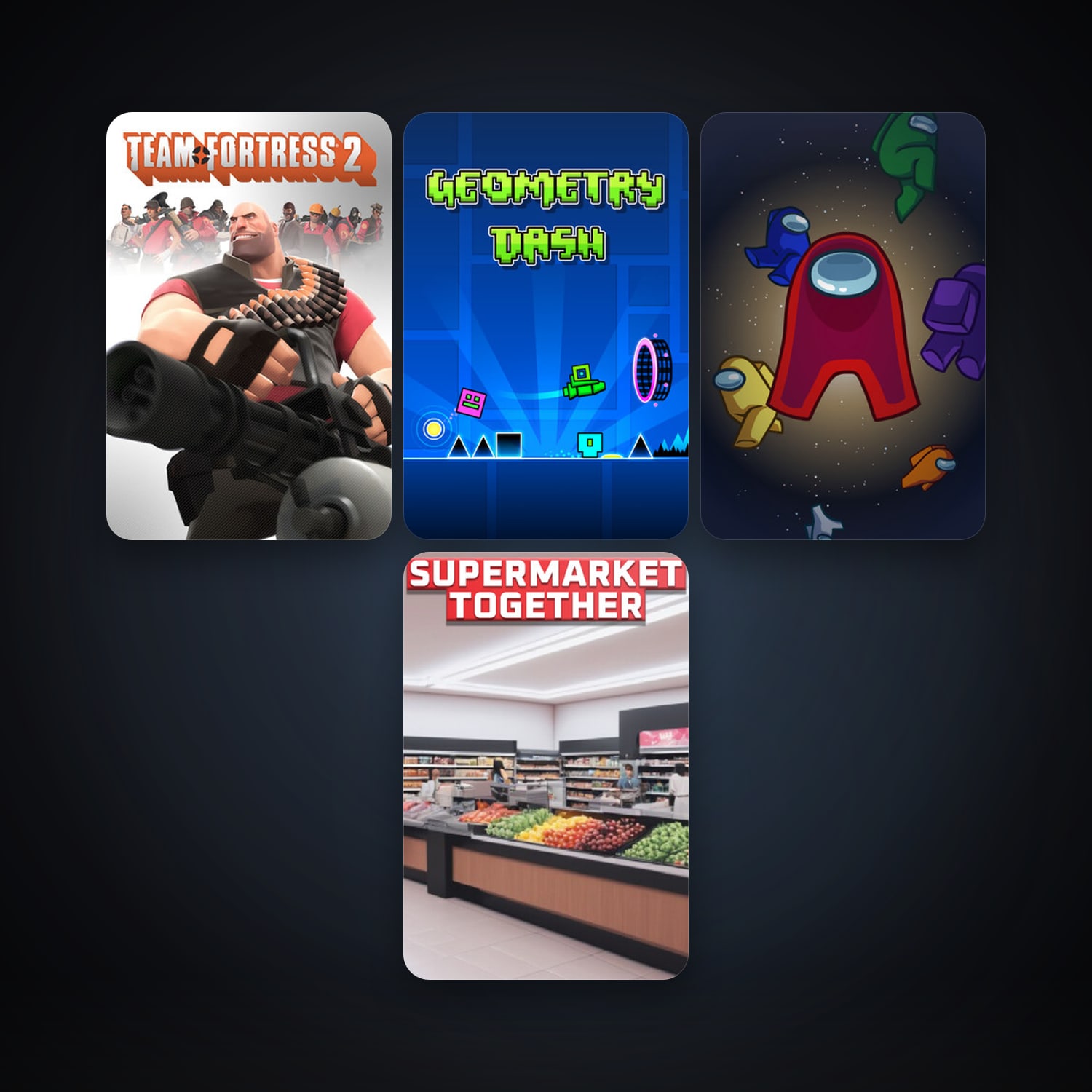Team Fortress 2 + Geometry Dash, 9 games, clean — HabibiAccounts