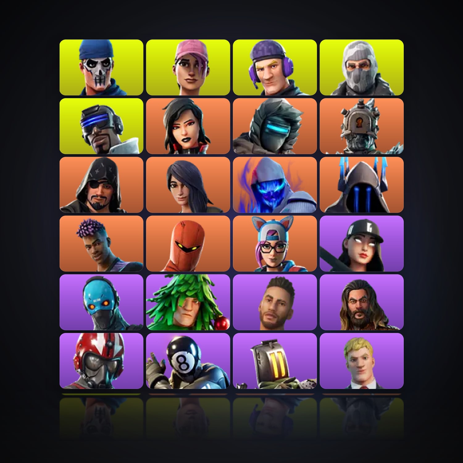 Fortnite locker — 46 skins — 100 V-Bucks — lvl 588 — HabibiAccounts