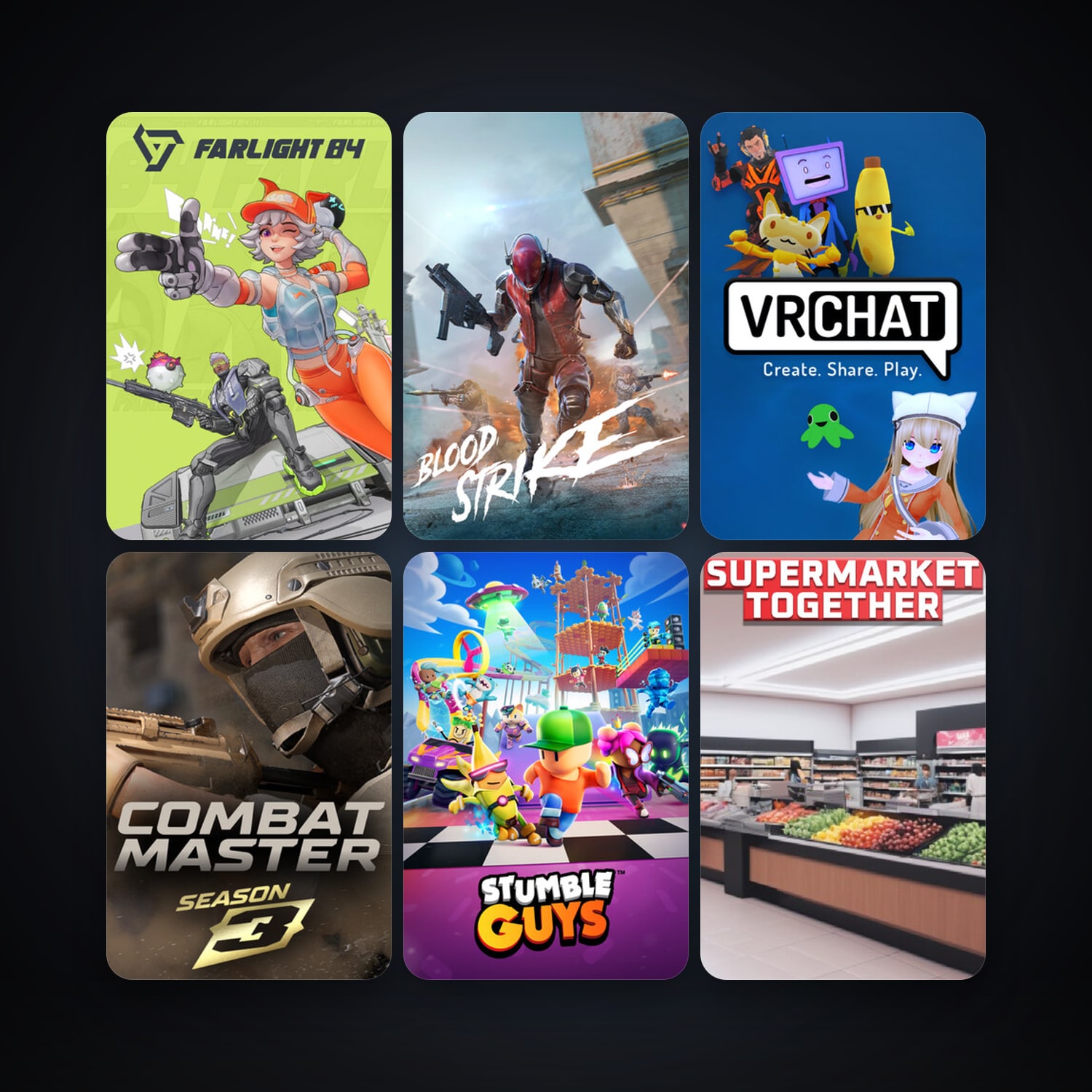 VRChat + Stumble Guys, 21 games, clean — HabibiAccounts