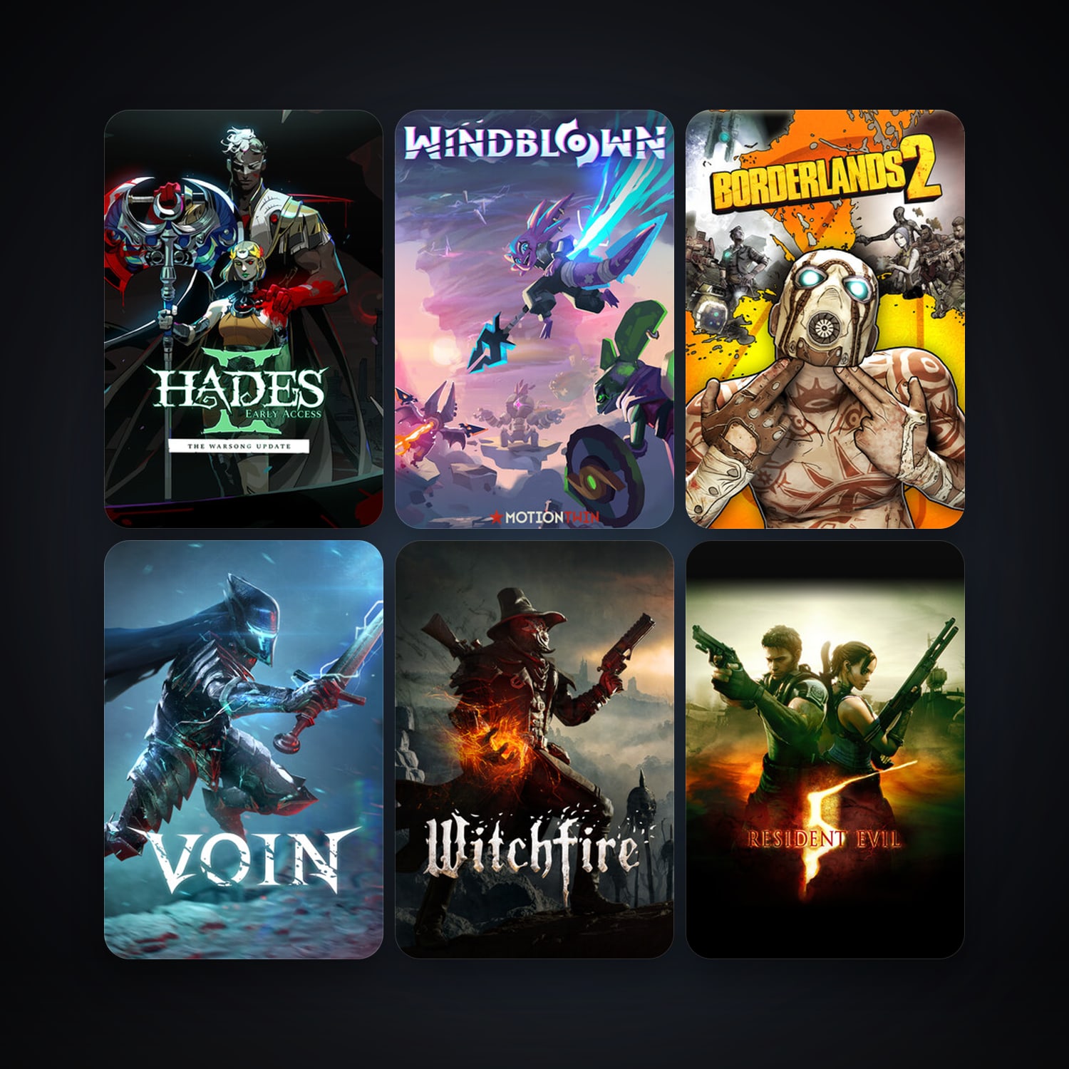 Resident Evil 5 + Borderlands 2, 12 games, clean — HabibiAccounts