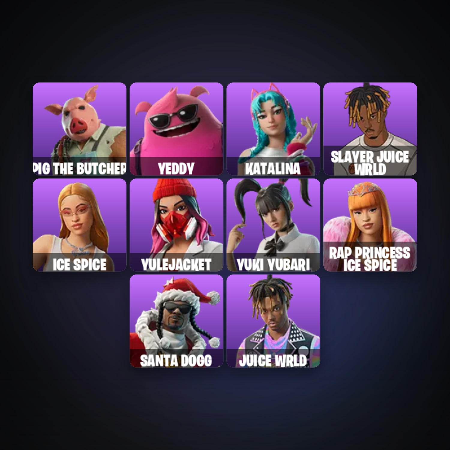 Fortnite locker — 12 skins — lvl 135 — HabibiAccounts