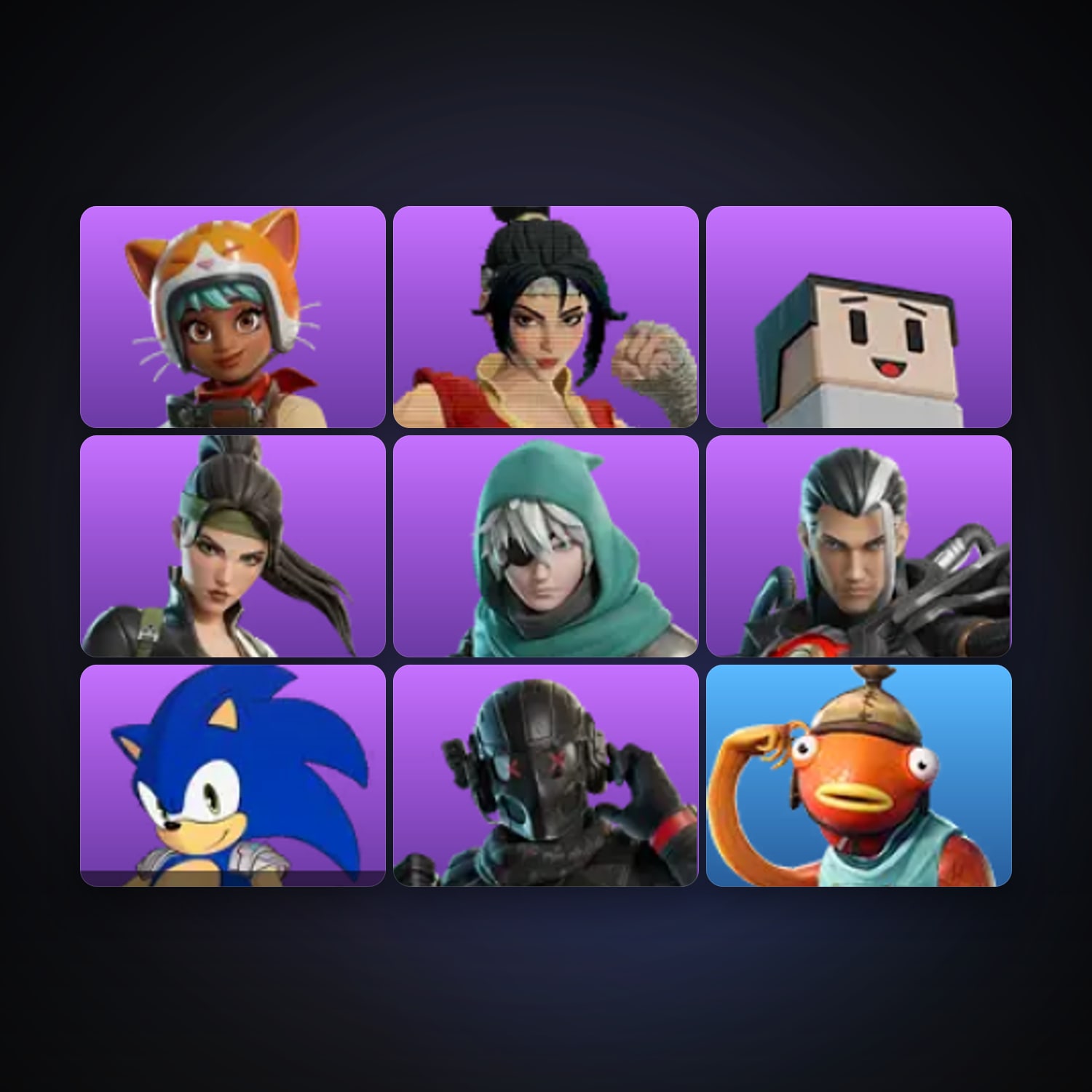 Fortnite locker — 9 skins — 50 V-Bucks — lvl 326 — HabibiAccounts