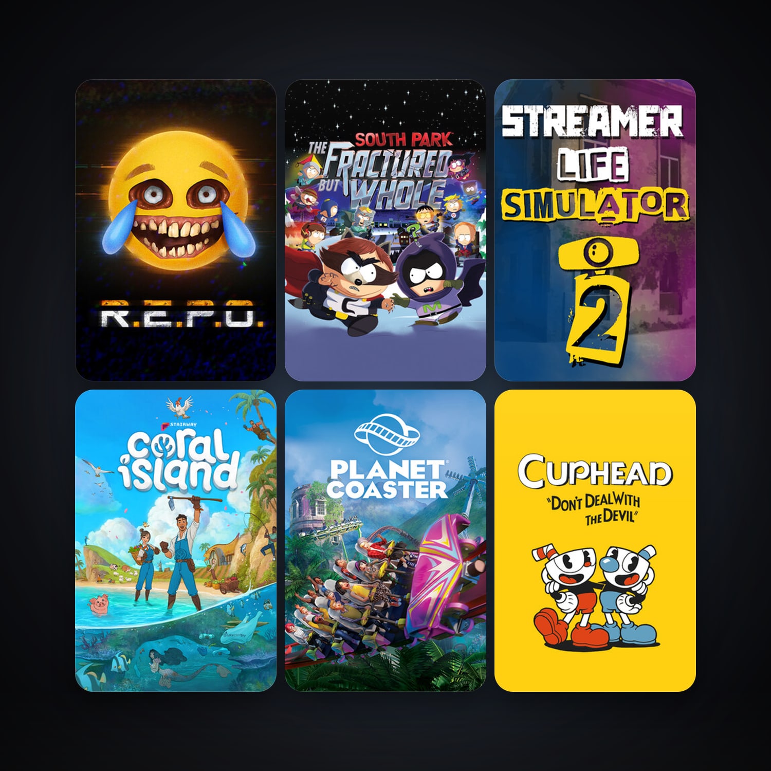 R.E.P.O. & South Park: The Fractured but Whole | 23 Games | Clean — HabibiAccounts