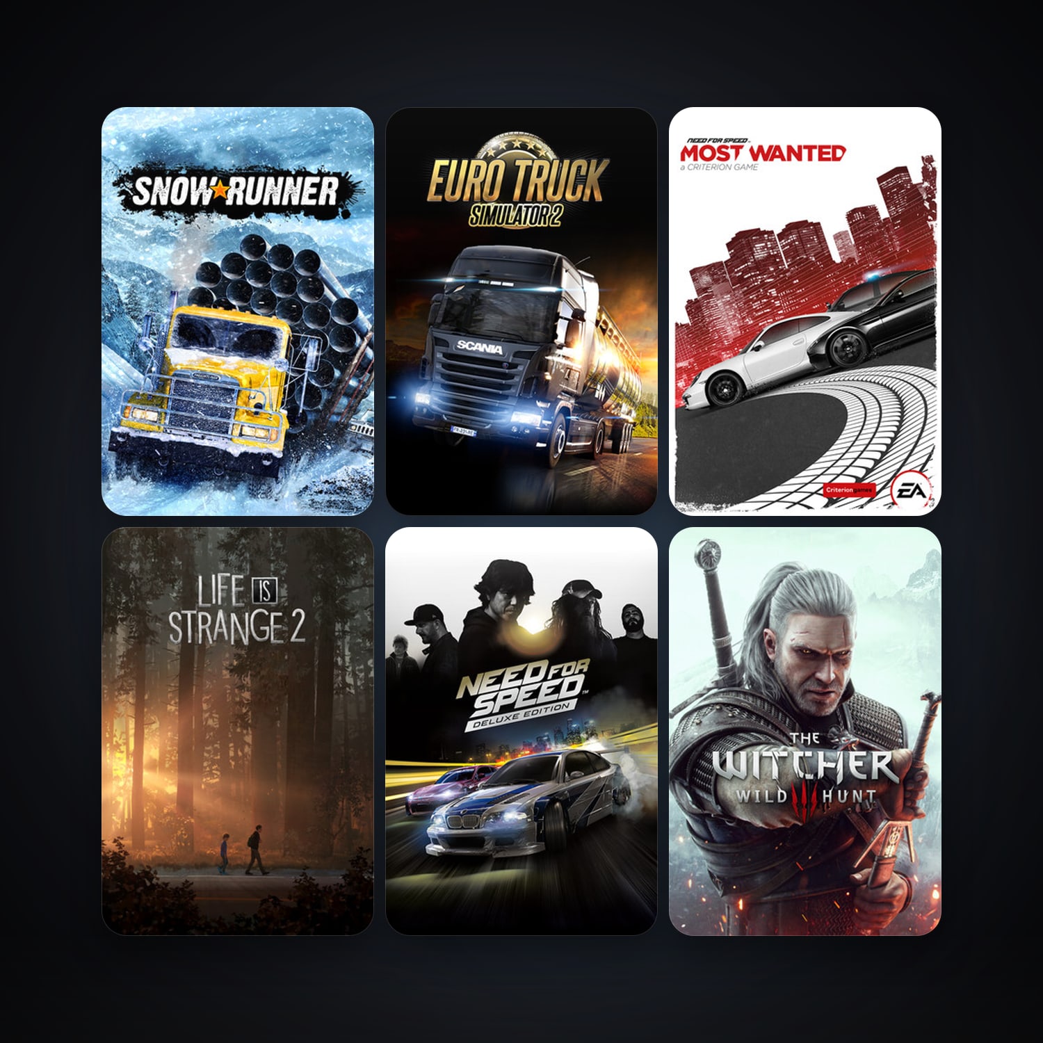 Euro Truck Simulator 2 + The Witcher 3: Wild Hunt, 6 games, clean — HabibiAccounts