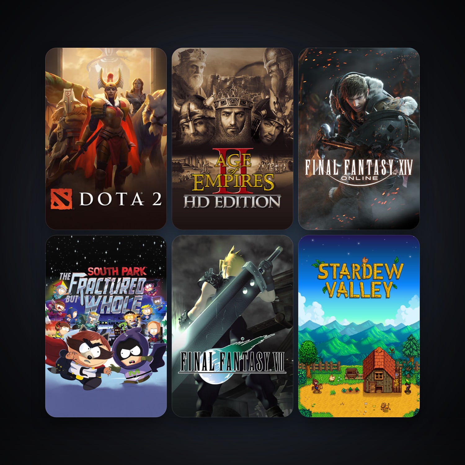 Dota 2 + FINAL FANTASY VII, 21 games, clean — HabibiAccounts